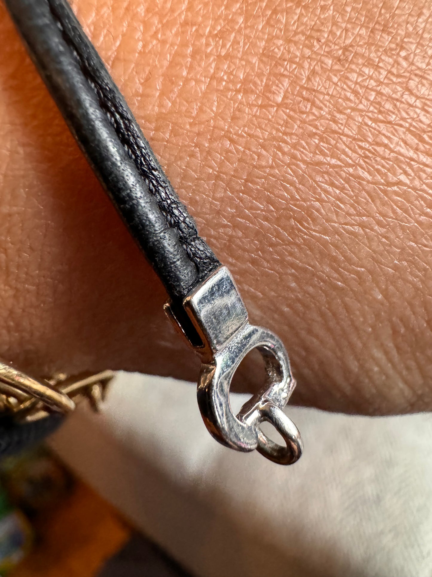 Dior Palladium Plated and leather bow bracelet