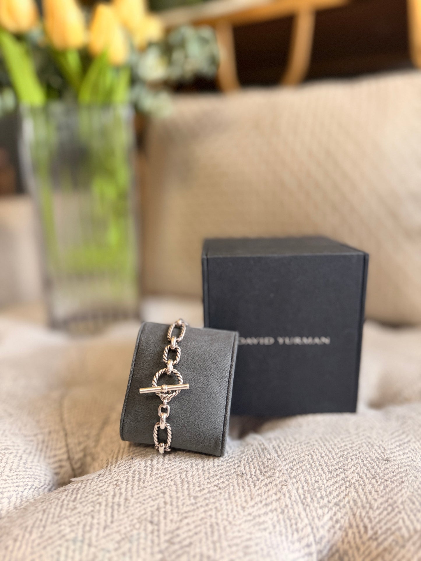 David Yurman Cushion Chain Toggle bracelet with Sapphires