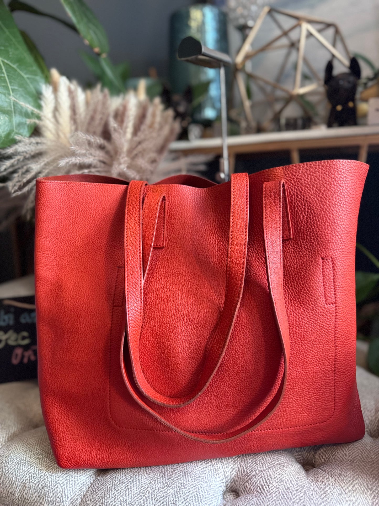 Prada Pebbled Leather Orange Tote