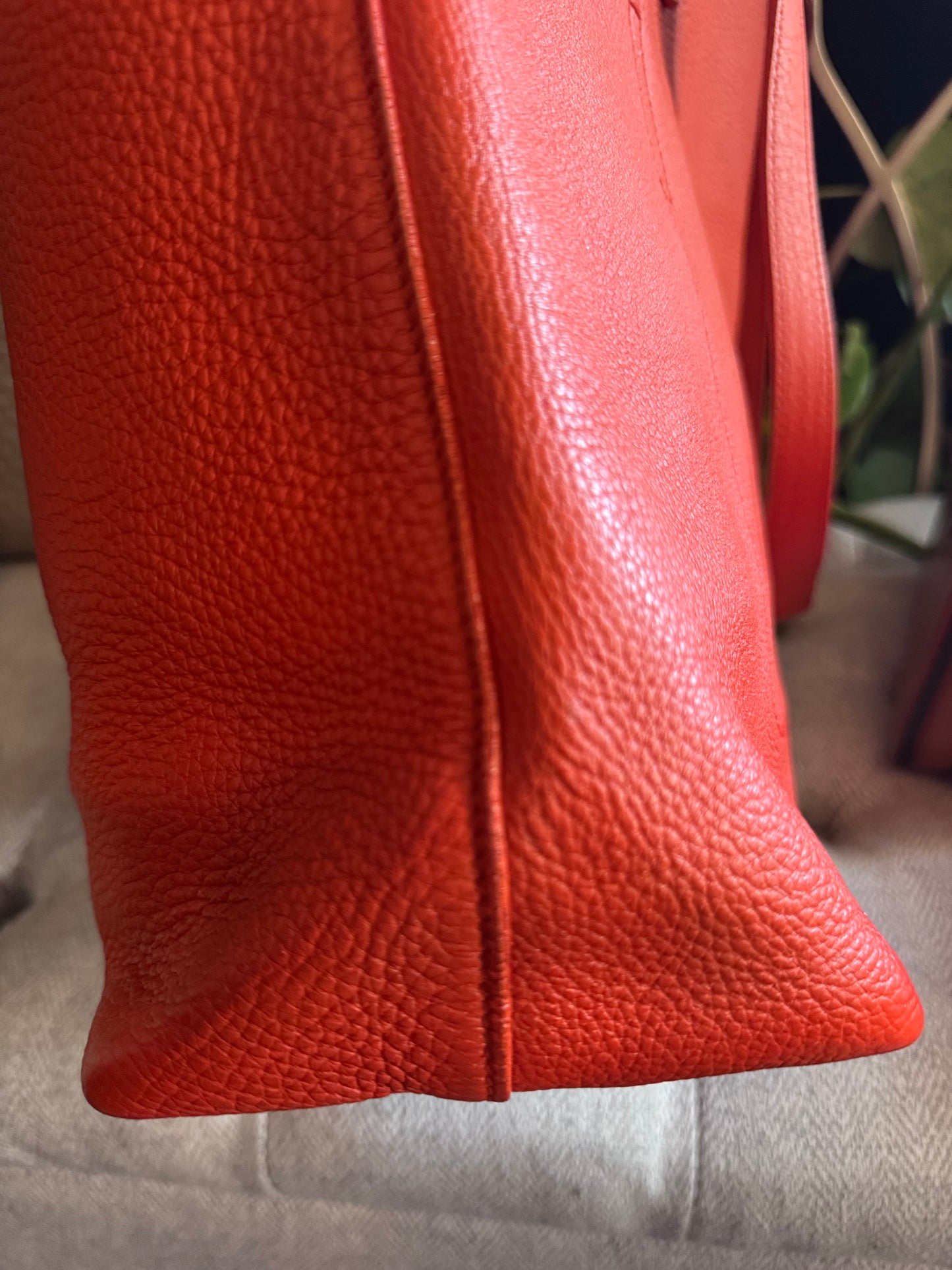 Prada Pebbled Leather Orange Tote