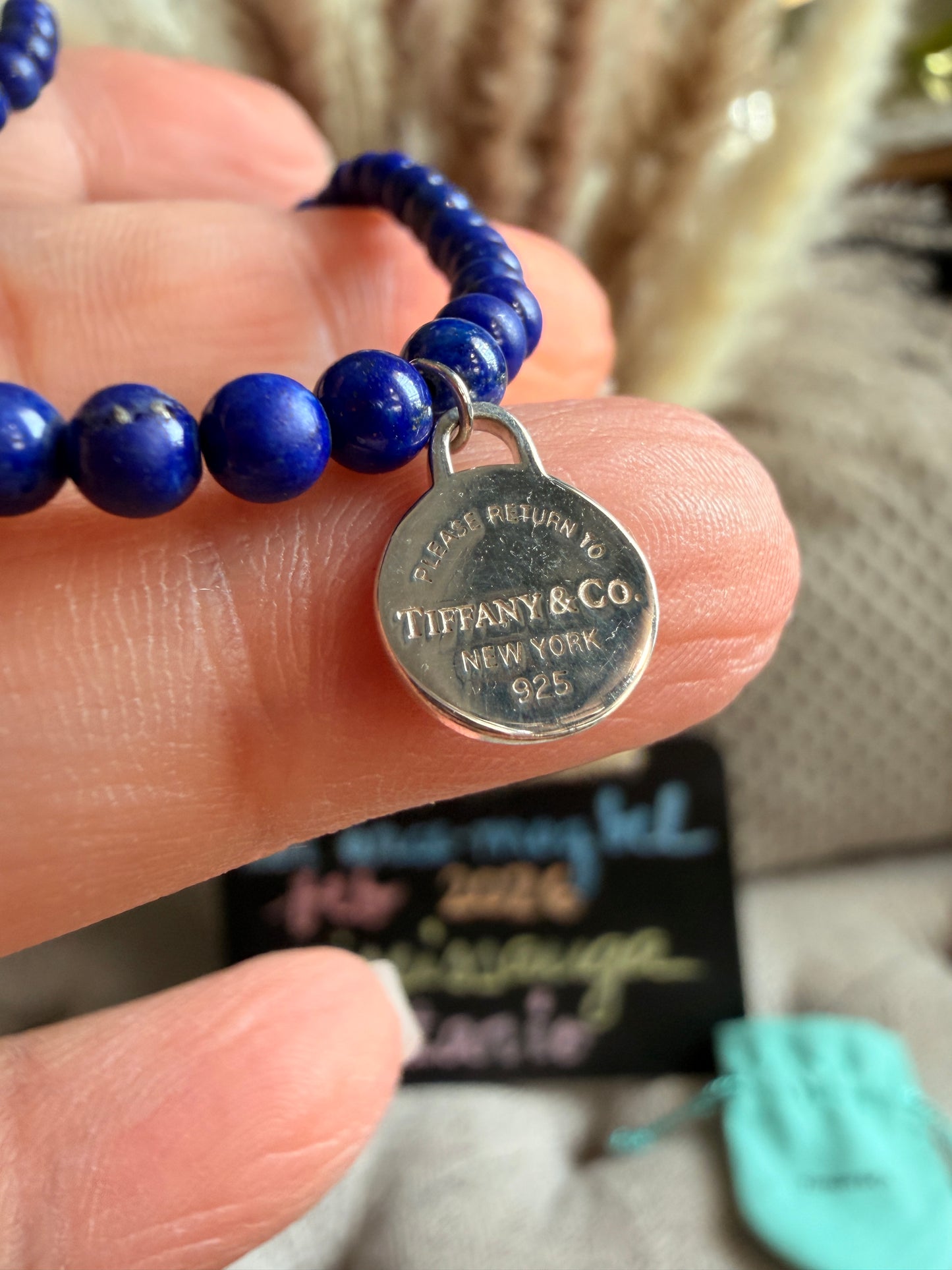 Tiffany&Co RETIRED Lapis Lazuli Return to Tiffany 4mm bead bracelet. HTF!