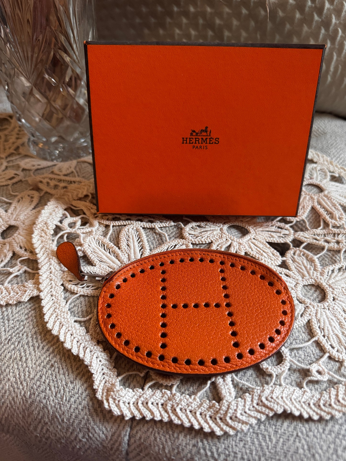 Hermès Orange Chèvre Mysore Coin Purse