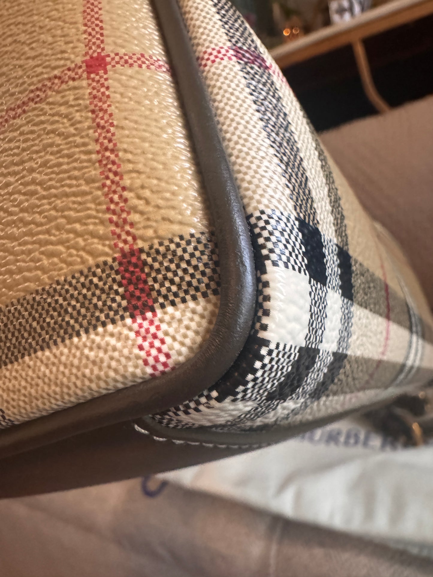 Burberry Mini Check Bowling Bag in Military