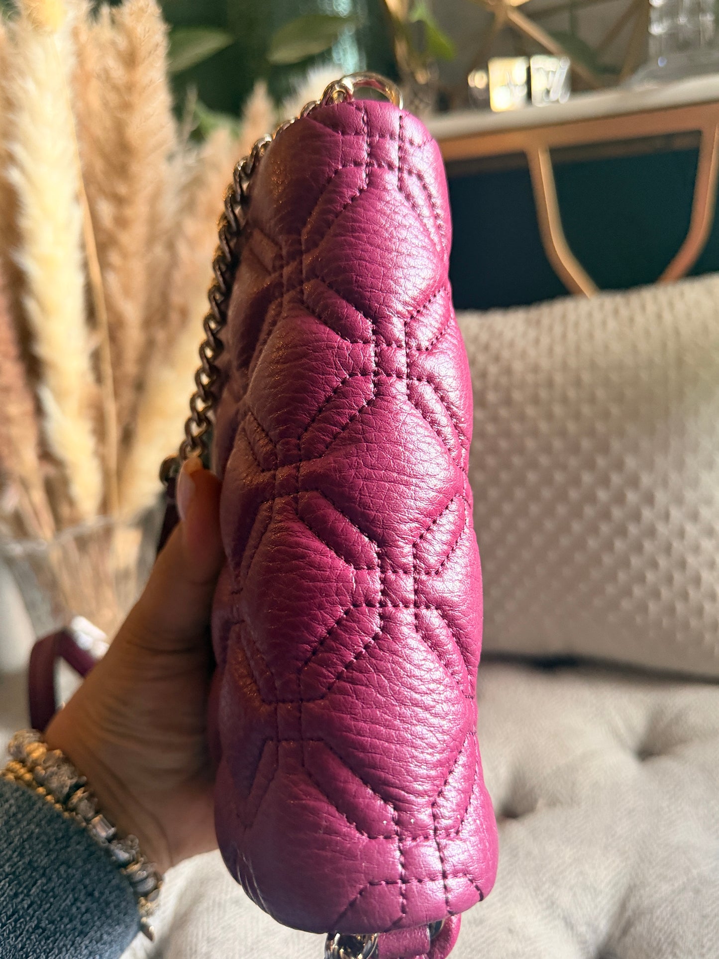 Kate Spade Quilted Leather Crossbody in Plum with Gold Hardware