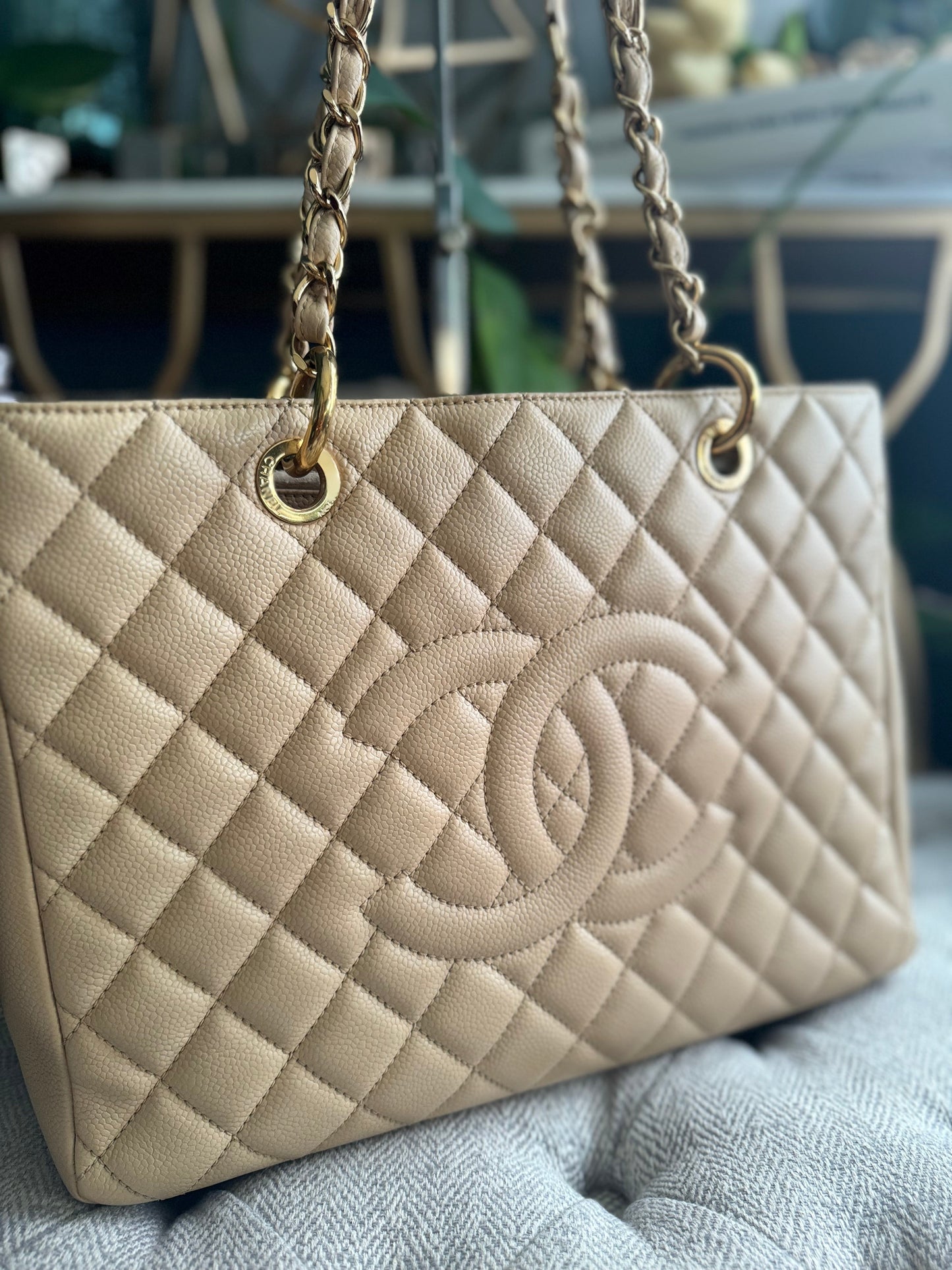 Chanel GST in Beige Caviar with Gold Hardware
