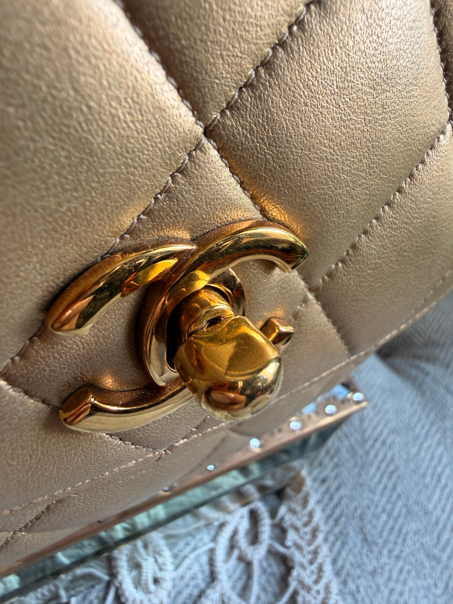 CHANEL Metallic Lambskin Quilted Mini Flap