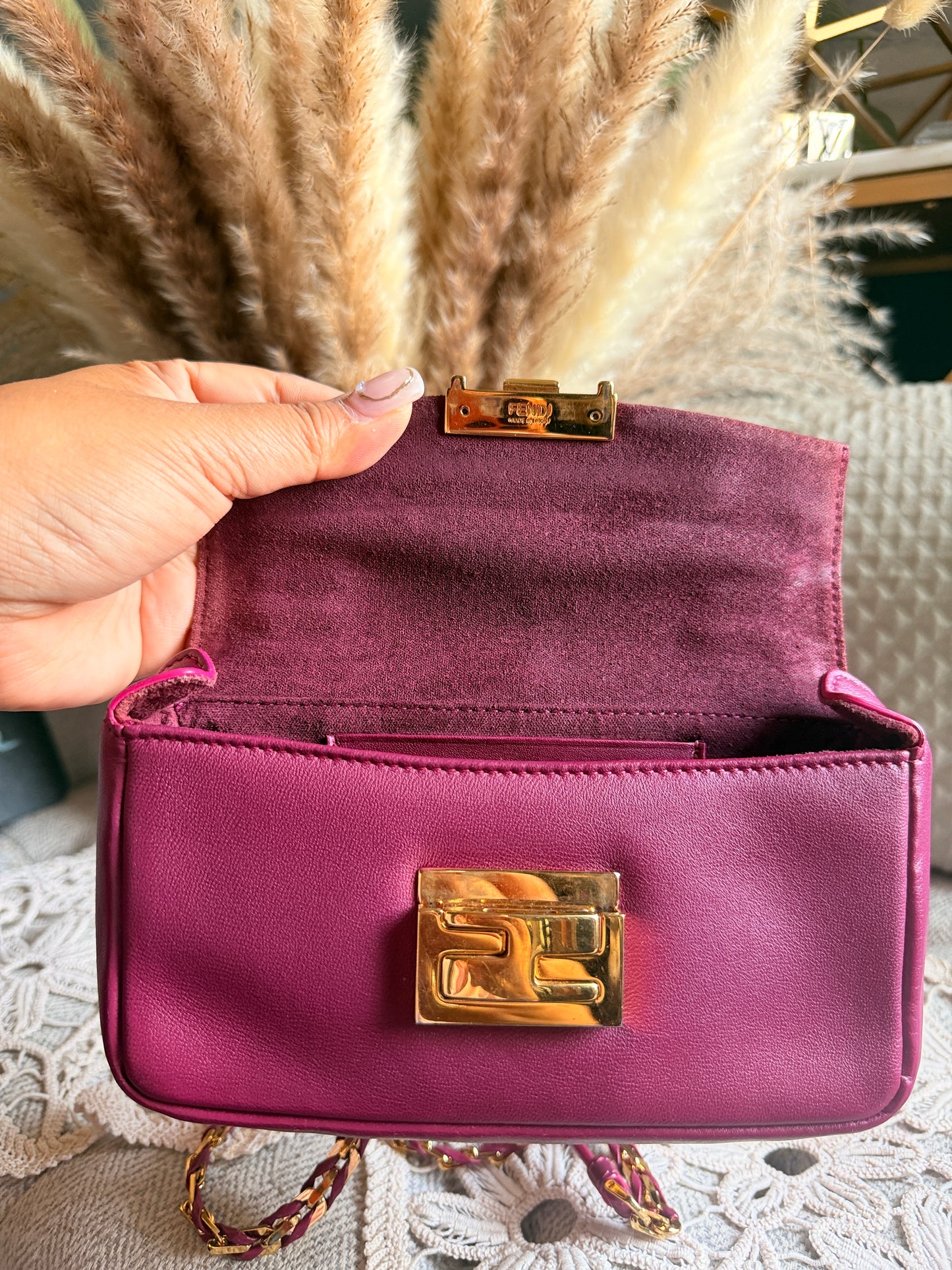 FENDI Shiny Nappa Mini Be Baguette
