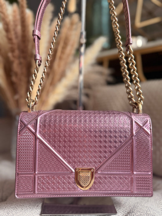 Christian Dior Diorama in Small-Metallic Pink