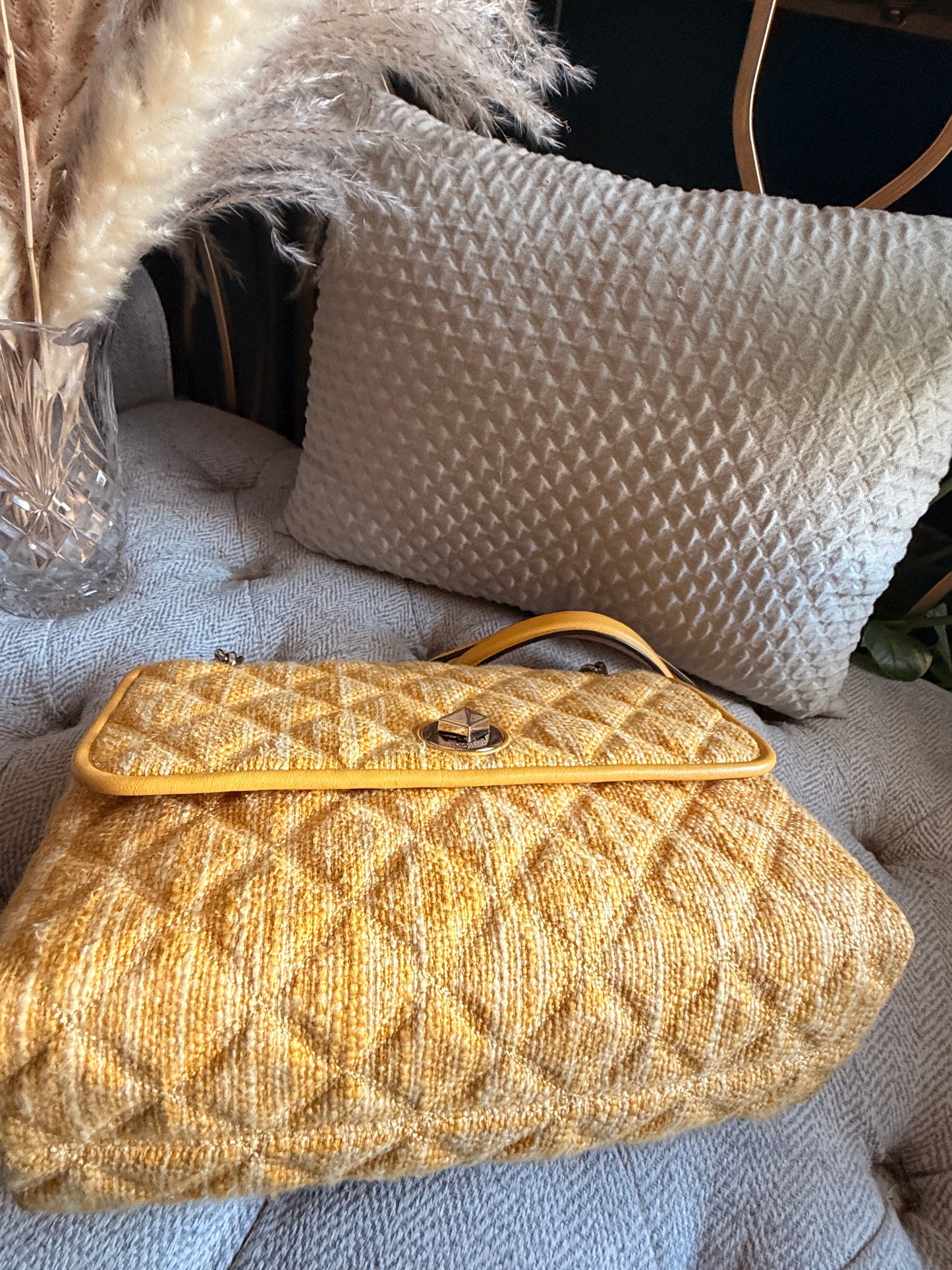Kate Spade Quilted Chain-Handle Shoulder Bag in Mustard Yellow