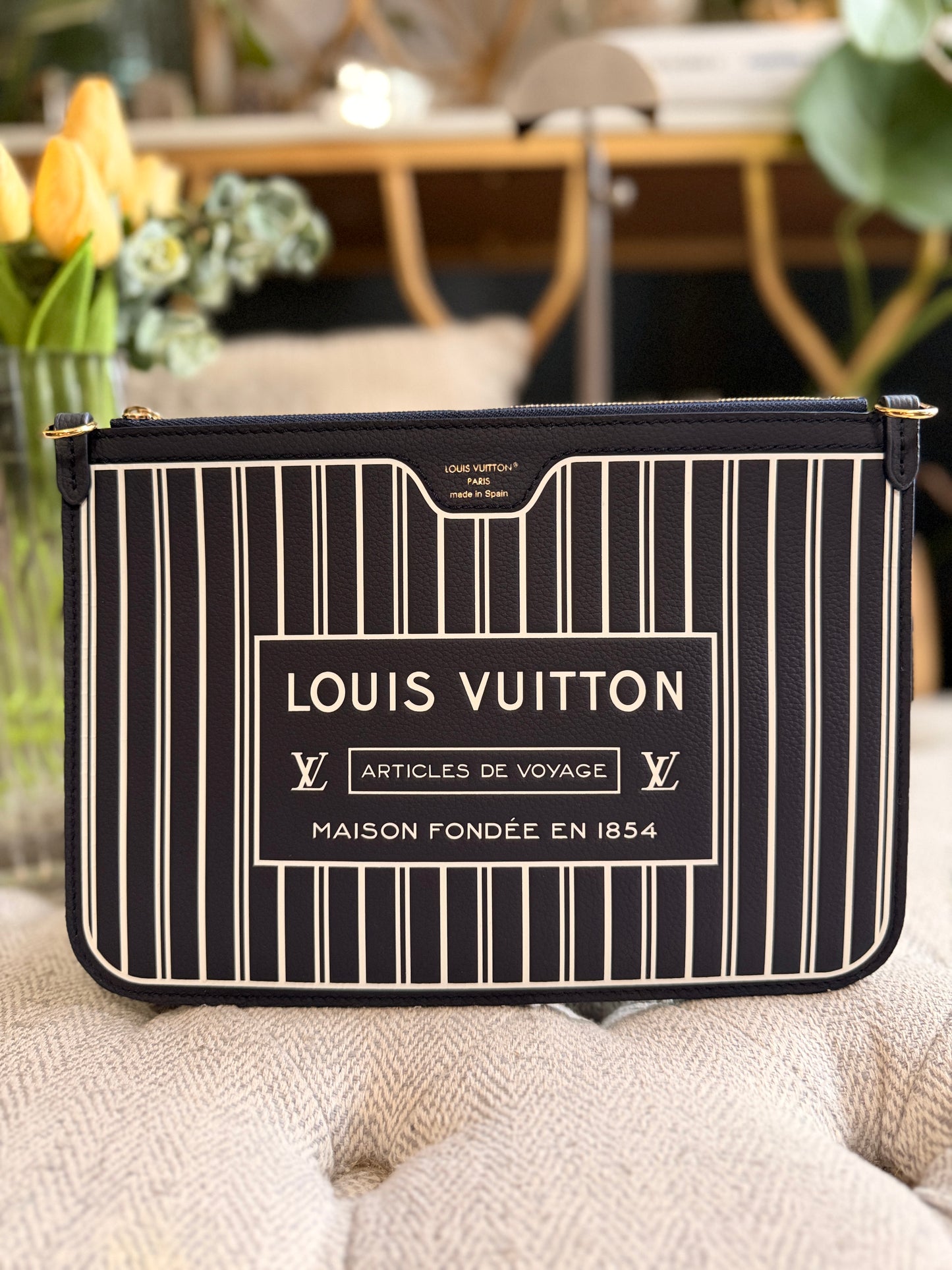 Louis Vuitton Calfskin Inside-out Neverfull Pouch in Navy