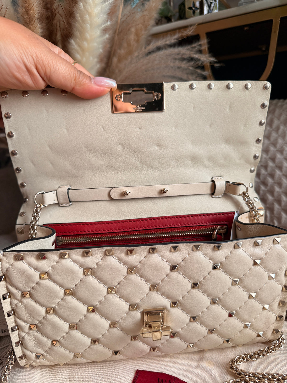 Valentino Rockstud Spike Leather Crossbody Clutch Bag