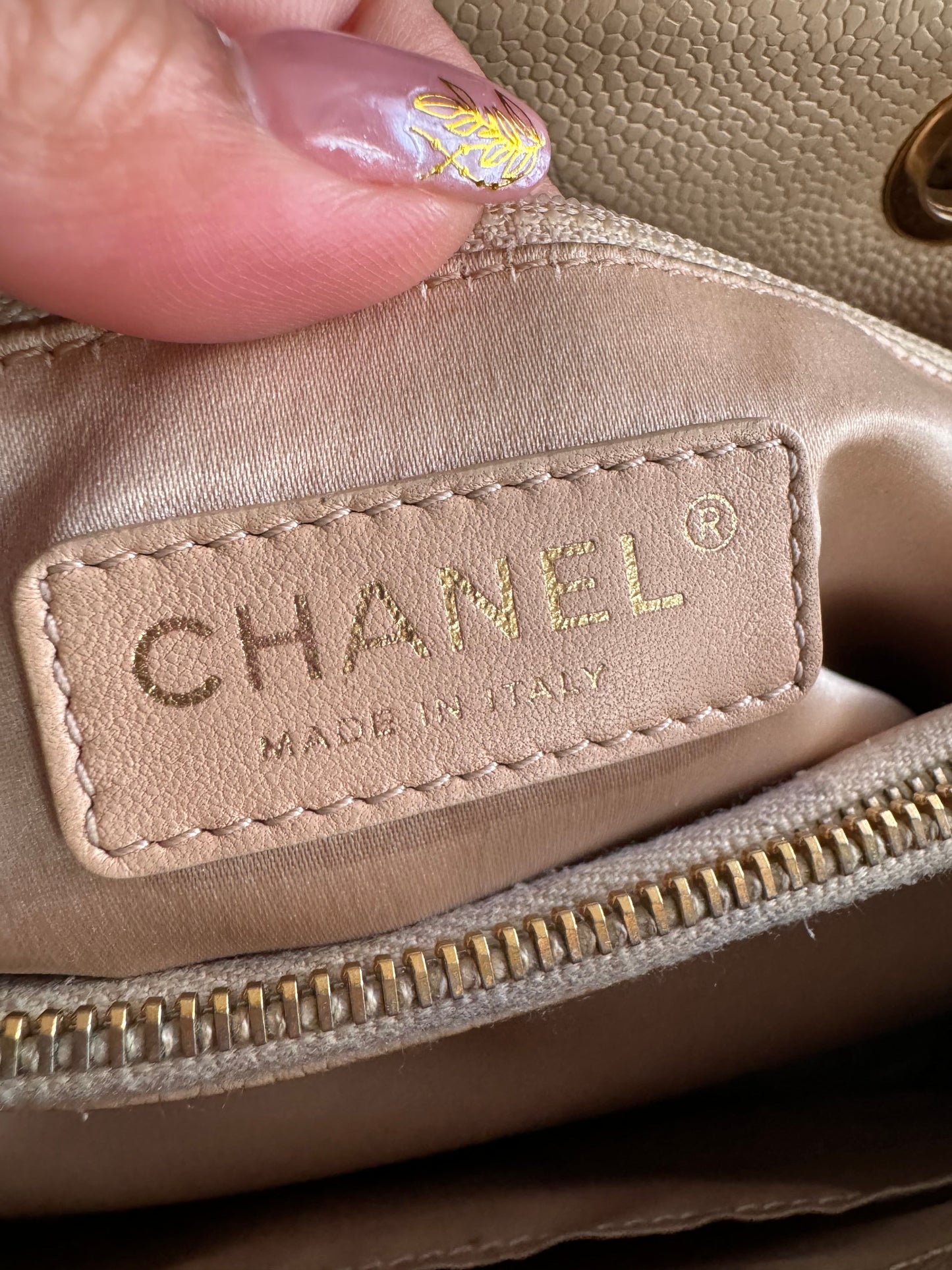 Chanel GST in Beige Caviar with Gold Hardware