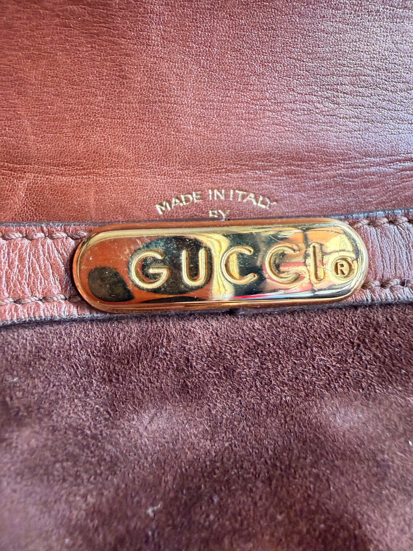 Vintage 70's GUCCI GG Monogram Flip Lock Brown Leather and Suede Hobo
