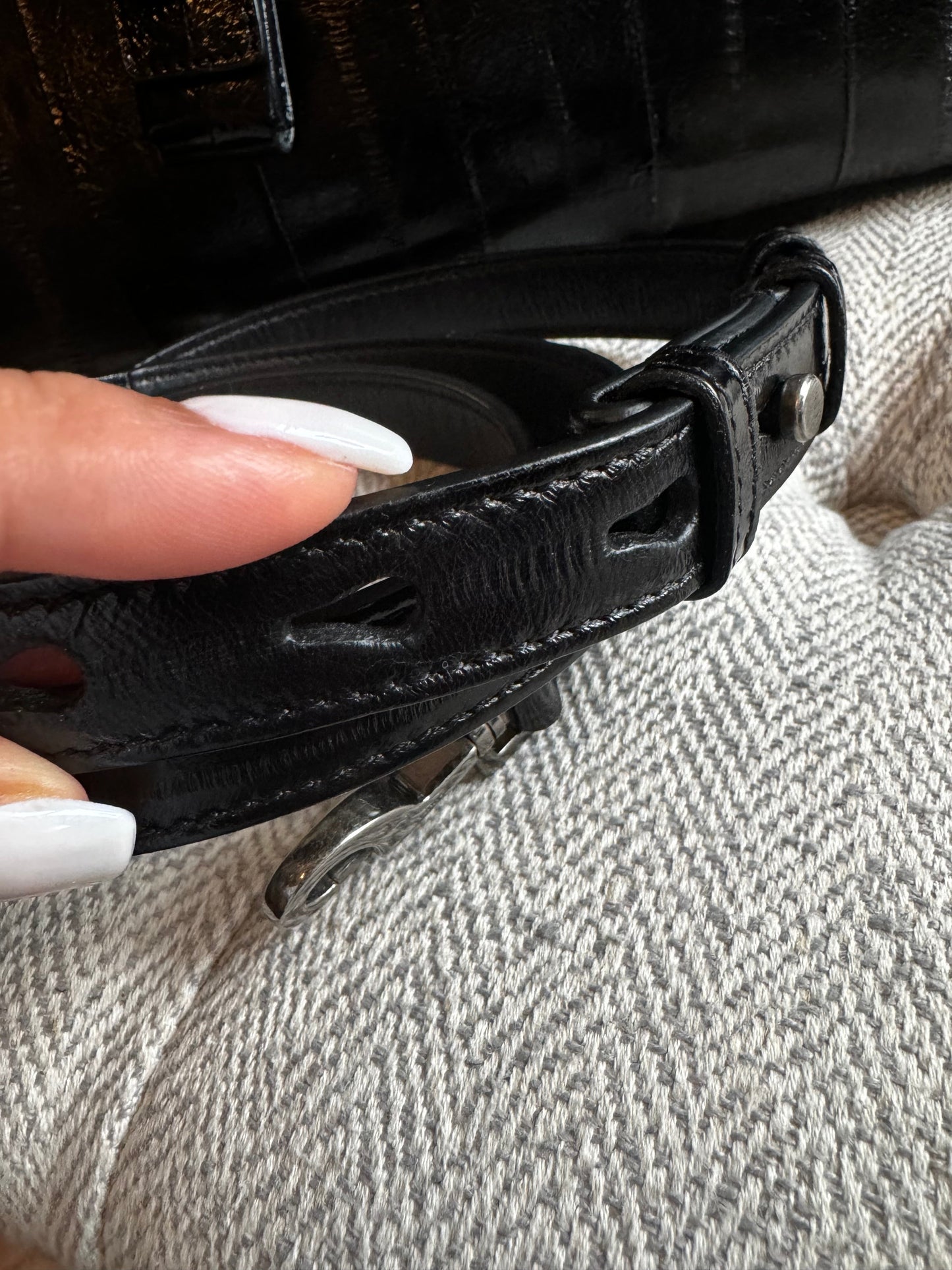 YSL Saint Laurent Black Eel Sac De Jour Bag