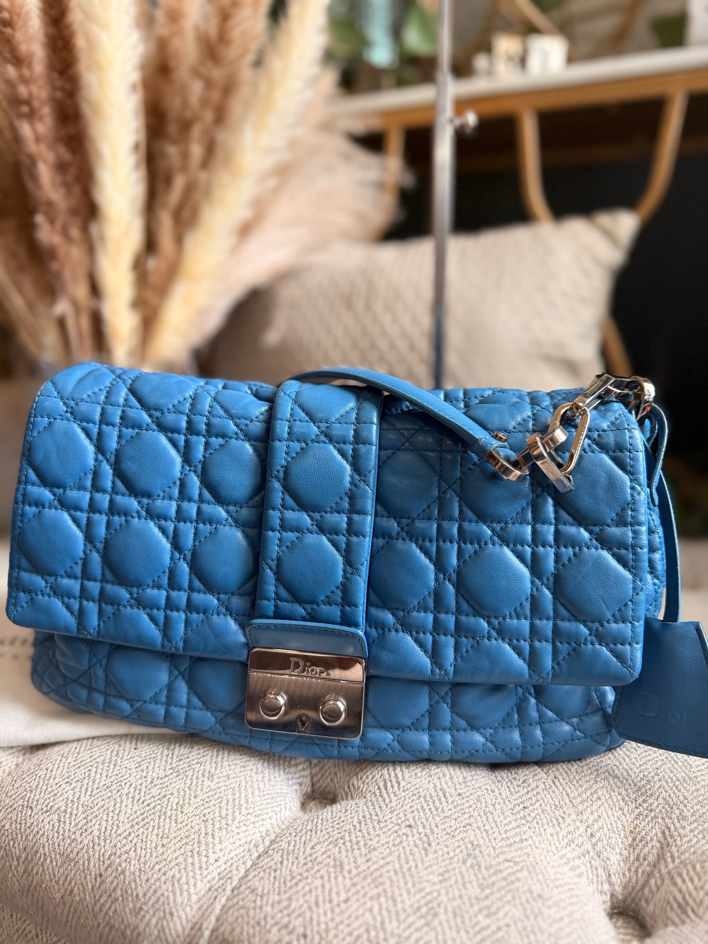 Christian Dior Cannage Quilted Lambskin Leather New Lock Flap Bag