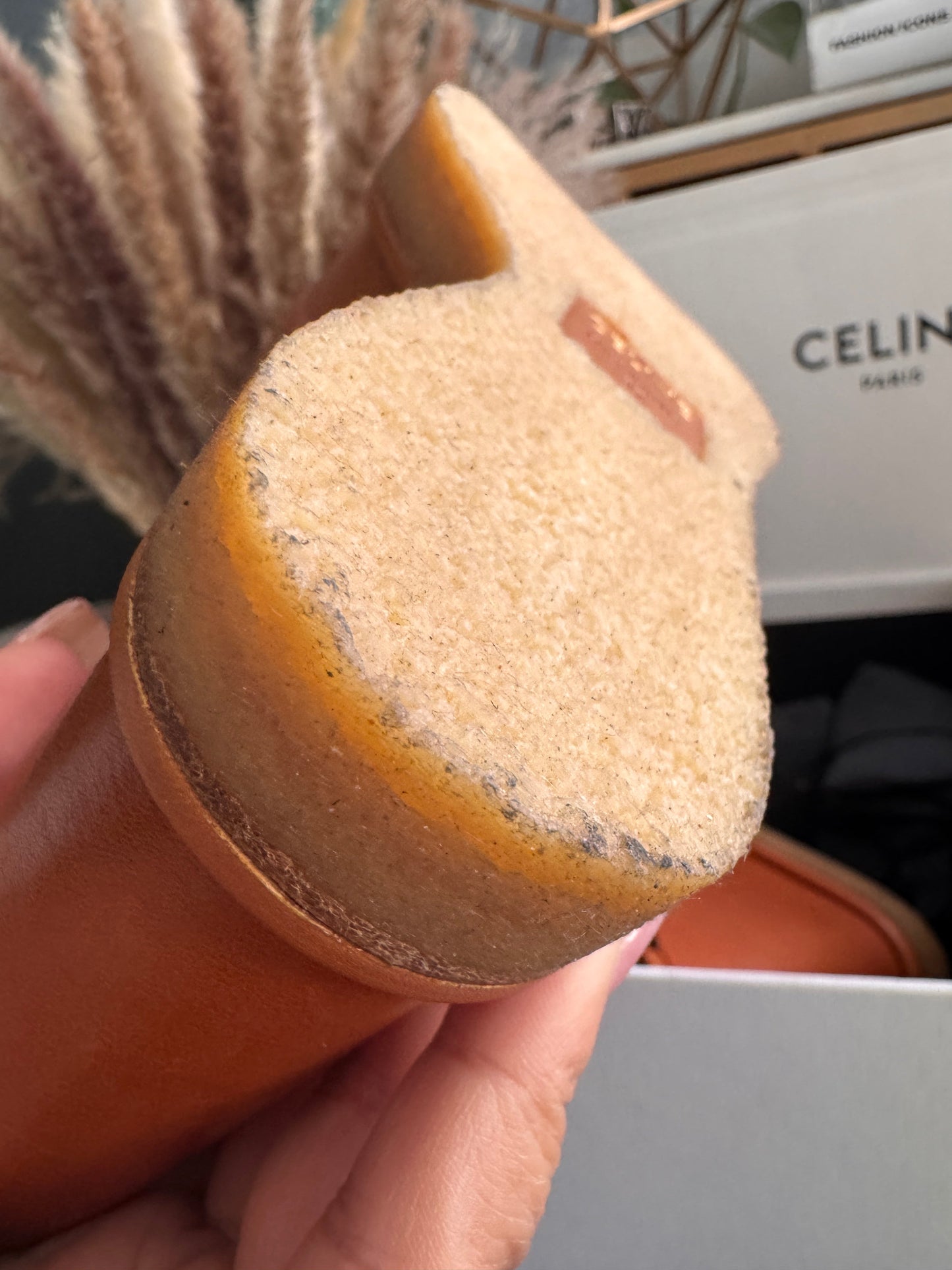CELINE Triomphe Platform Leather Wedge Sandals