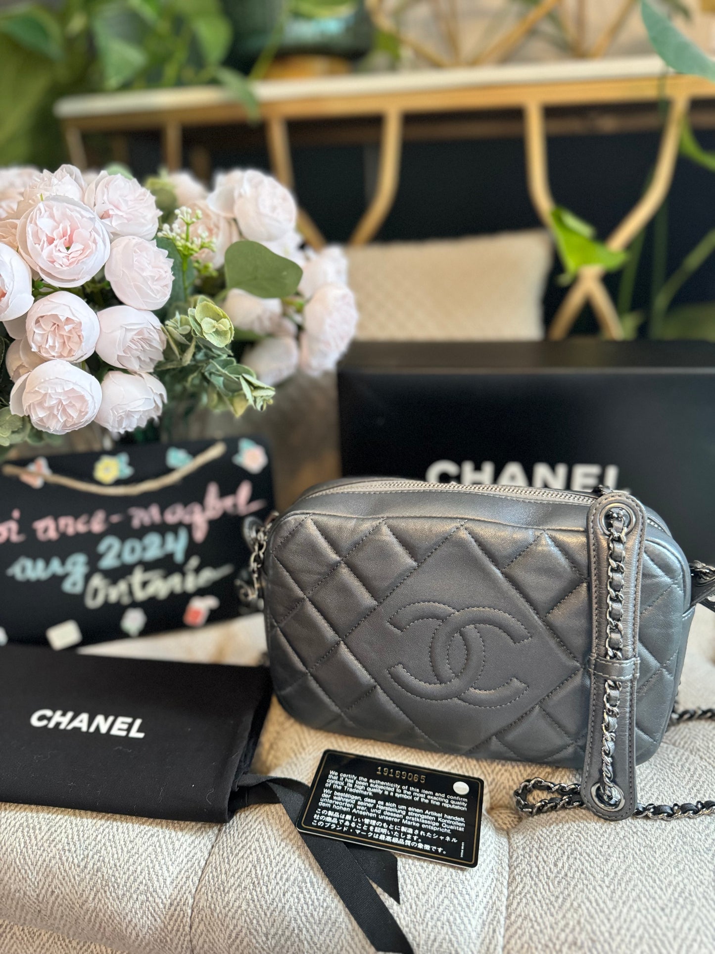 Chanel Diamond Stitch Camera Bag in Dark Silver Grey