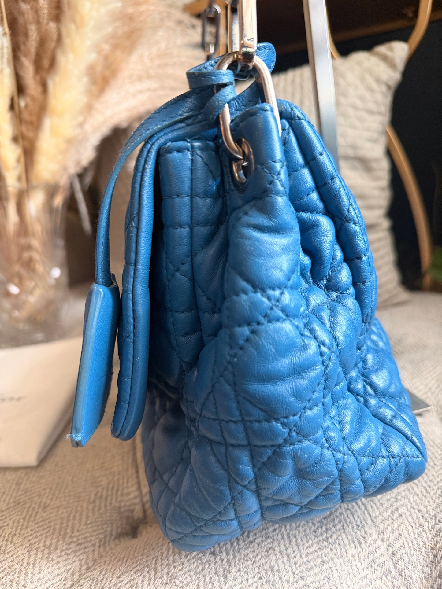 Christian Dior Cannage Quilted Lambskin Leather New Lock Flap Bag