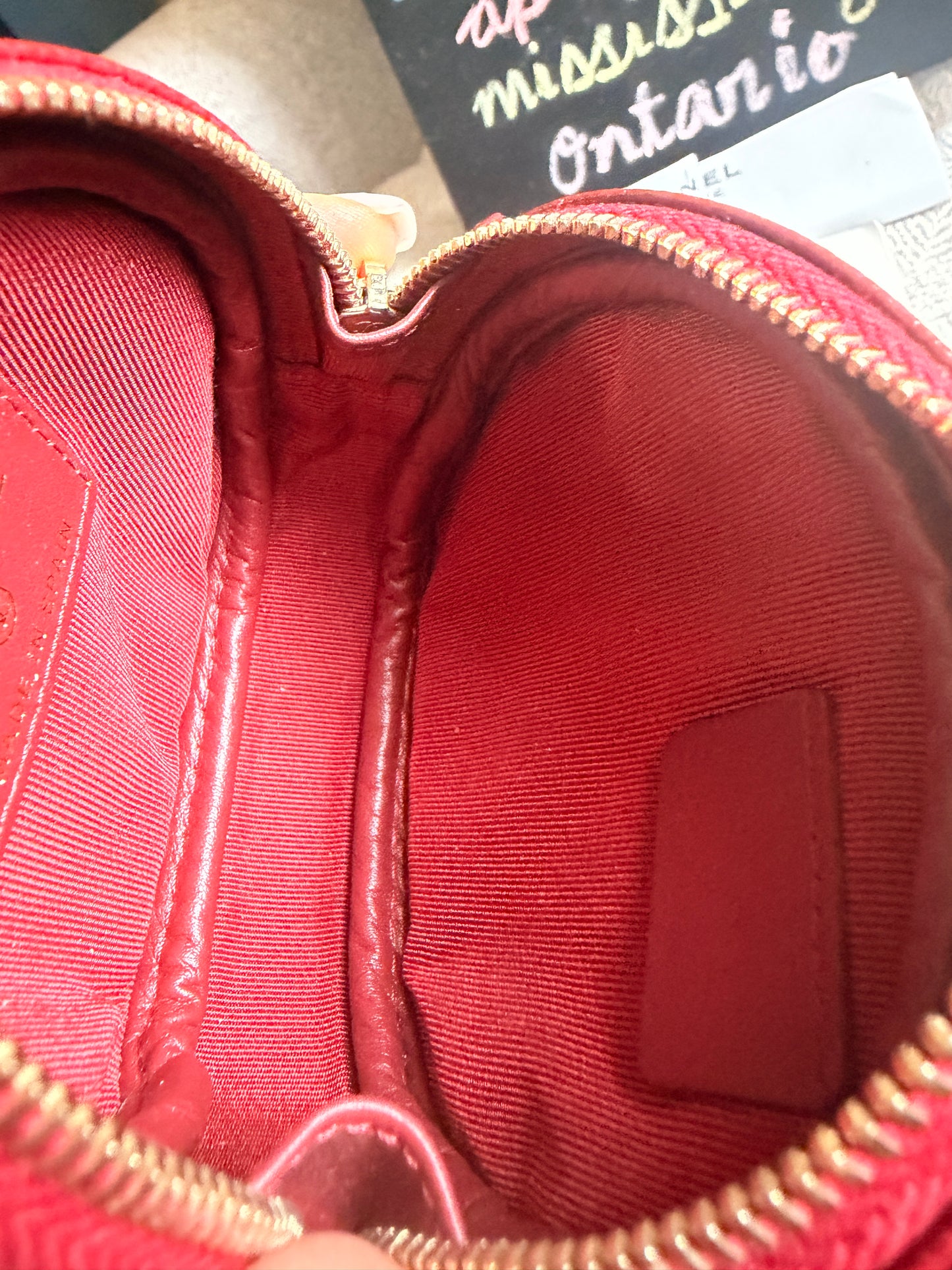 Chanel CHANEL 19B BURGUNDY CAVIAR ROUND POUCH/ COIN PURSE