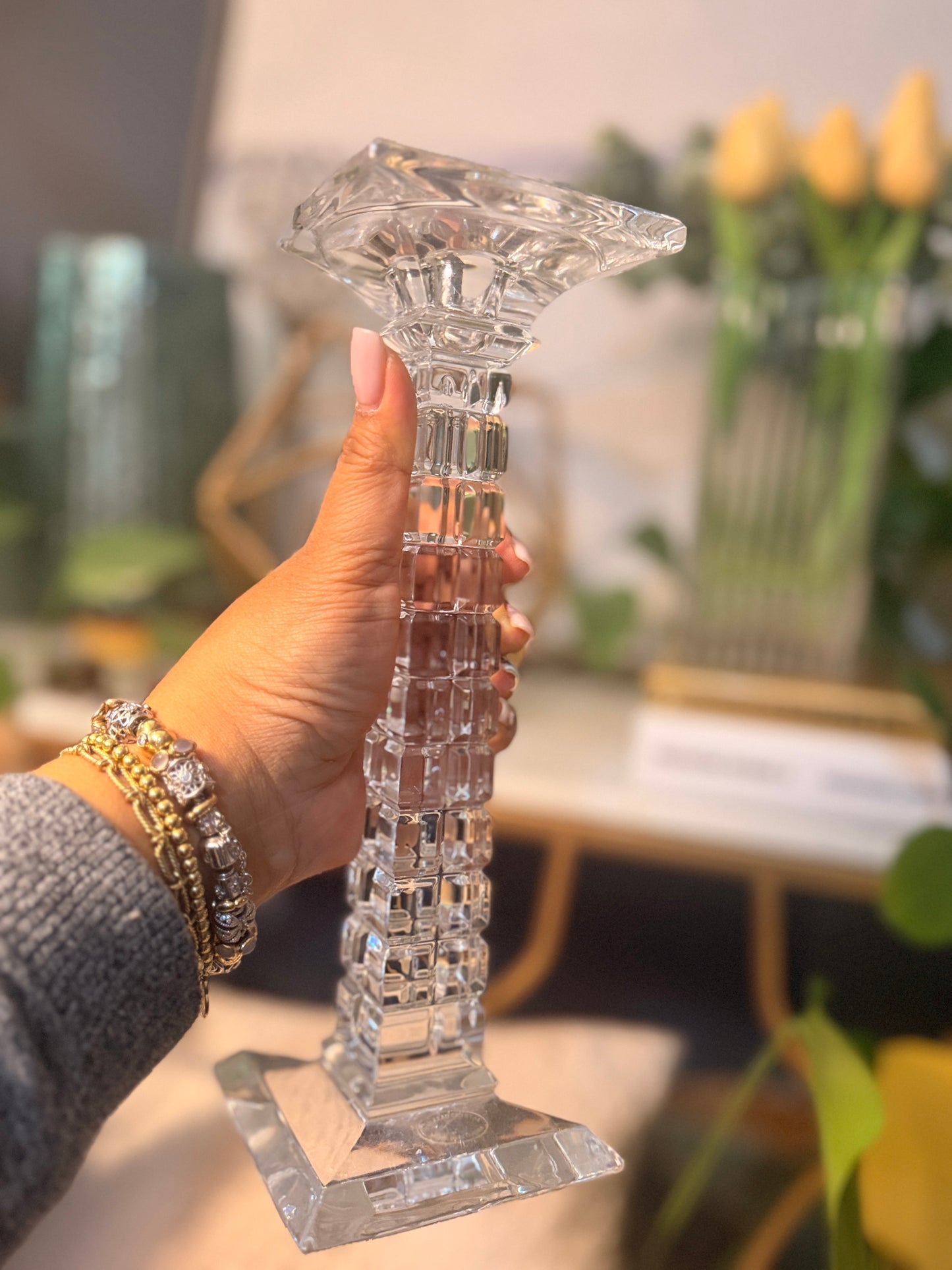 24% Lead Crystal Candle Holder