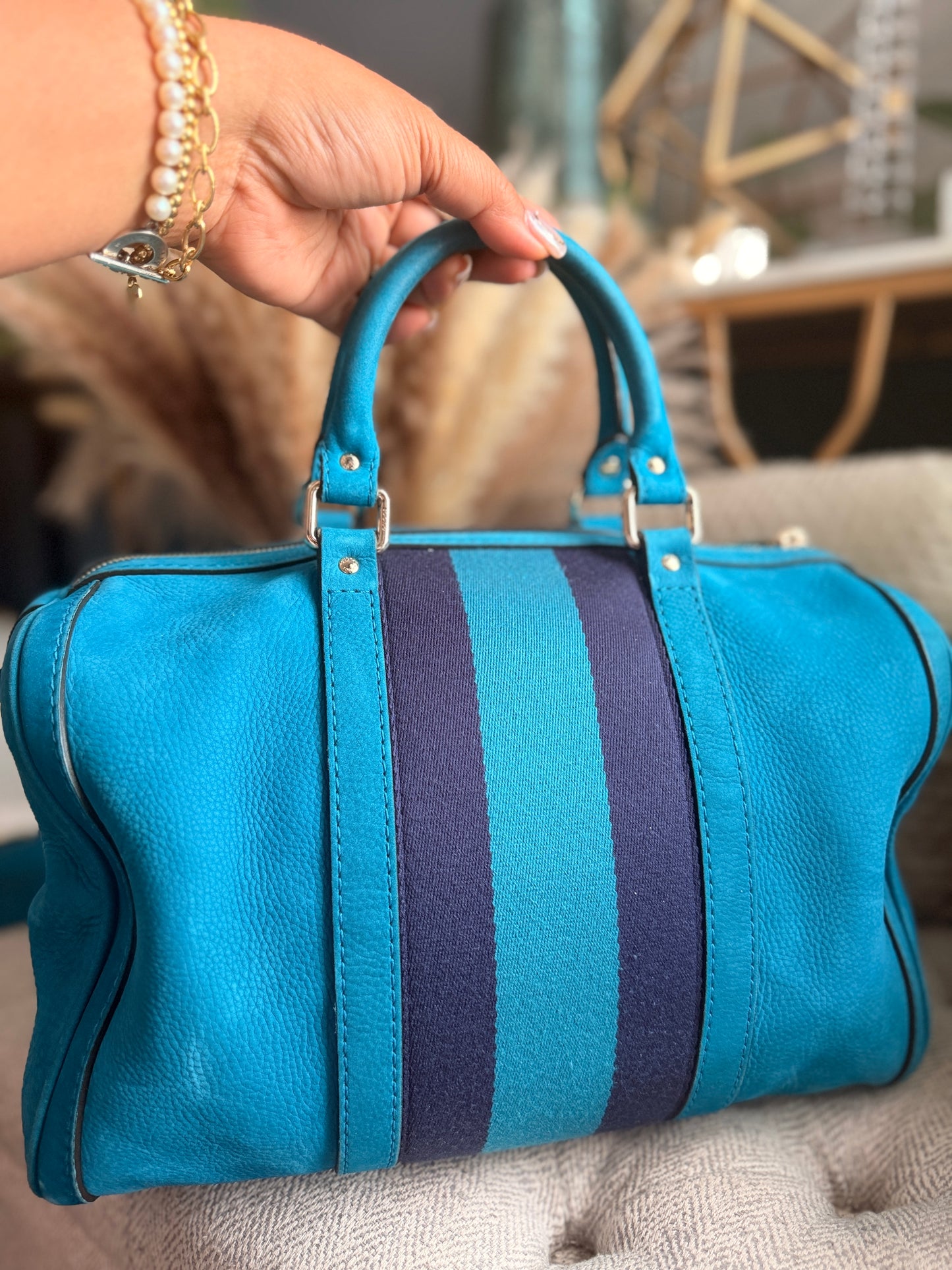 Gucci Nubuck Boston Bag with Adjustable Crossbody Strap