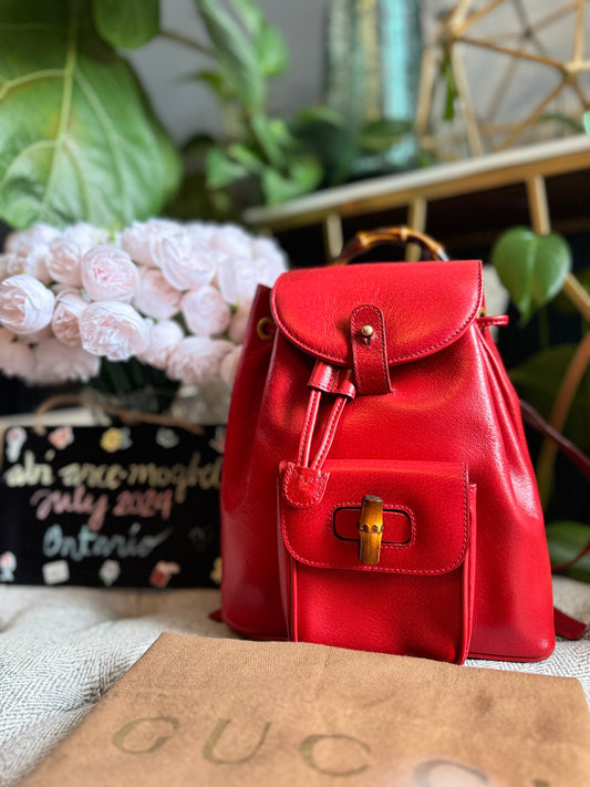 Gucci Vintage Backpack with Bamboo Handle