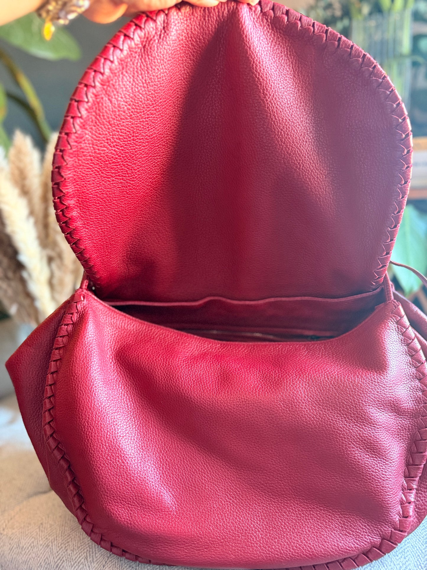 Bottega Veneta Red Cervo Leather Flap Bag