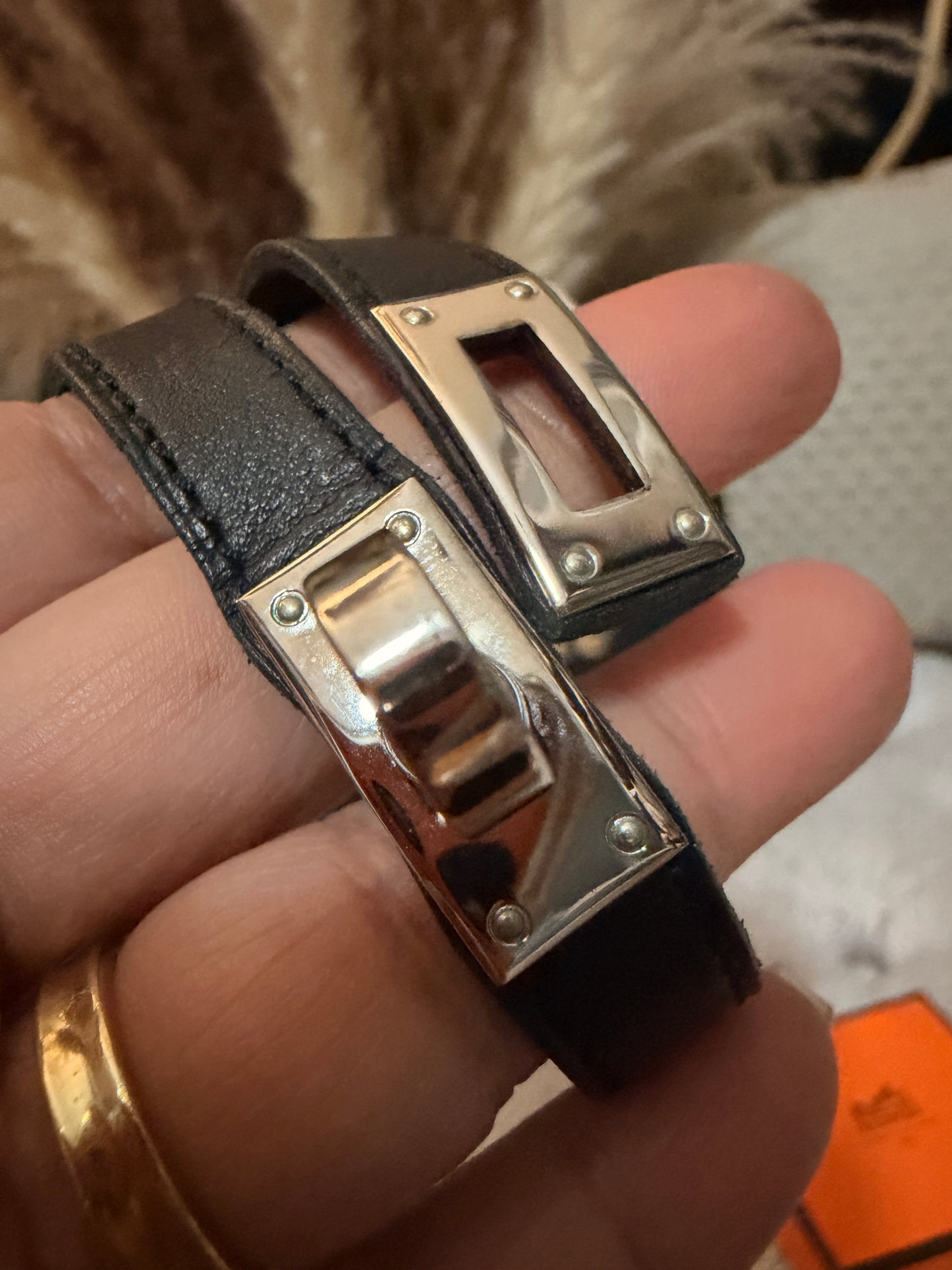 Hermès Kelly Double Tour Bracelet in Silver Hardware