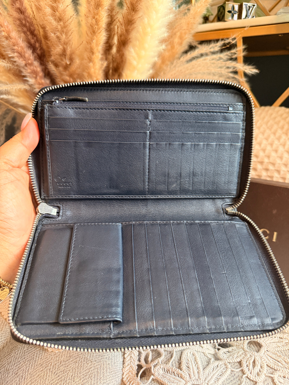 GUCCI
Blue Micro Guccissima Leather Long Zippy Organizer Wallet