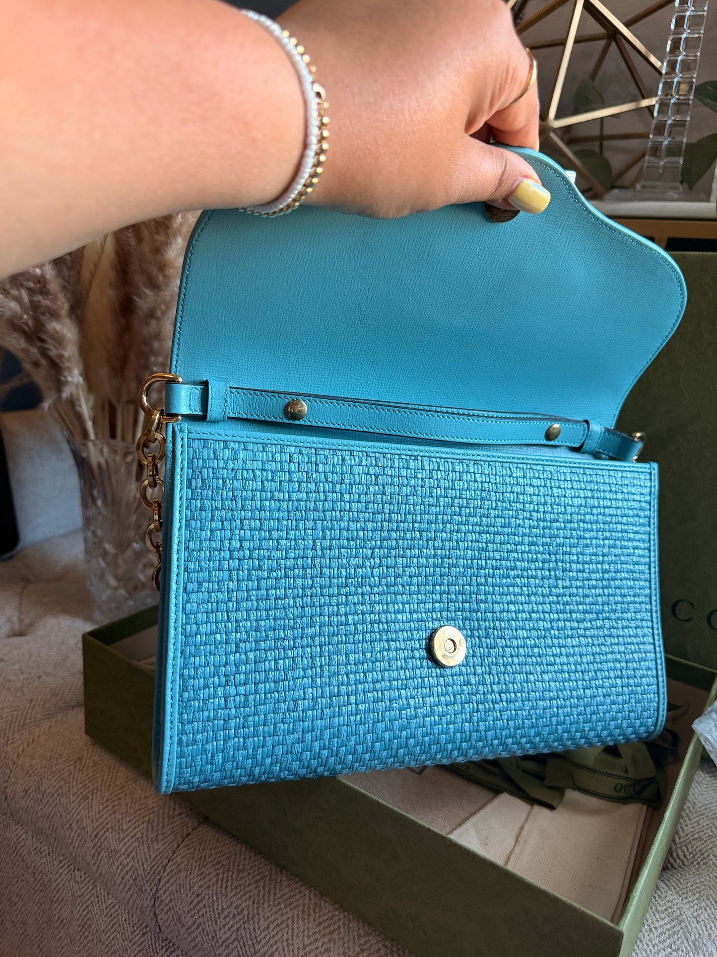 Gucci 1955 Horsebit Raffia Bag-NEW in Box