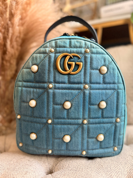 GUCCI Marmont Denim Backpack