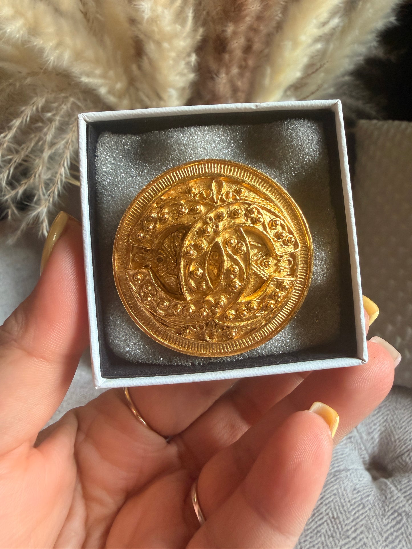 Chanel Vintage 24K Gold Plated Brooch