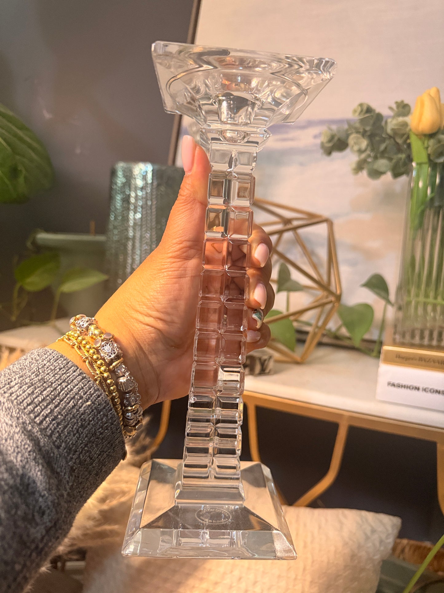 24% Lead Crystal Candle Holder