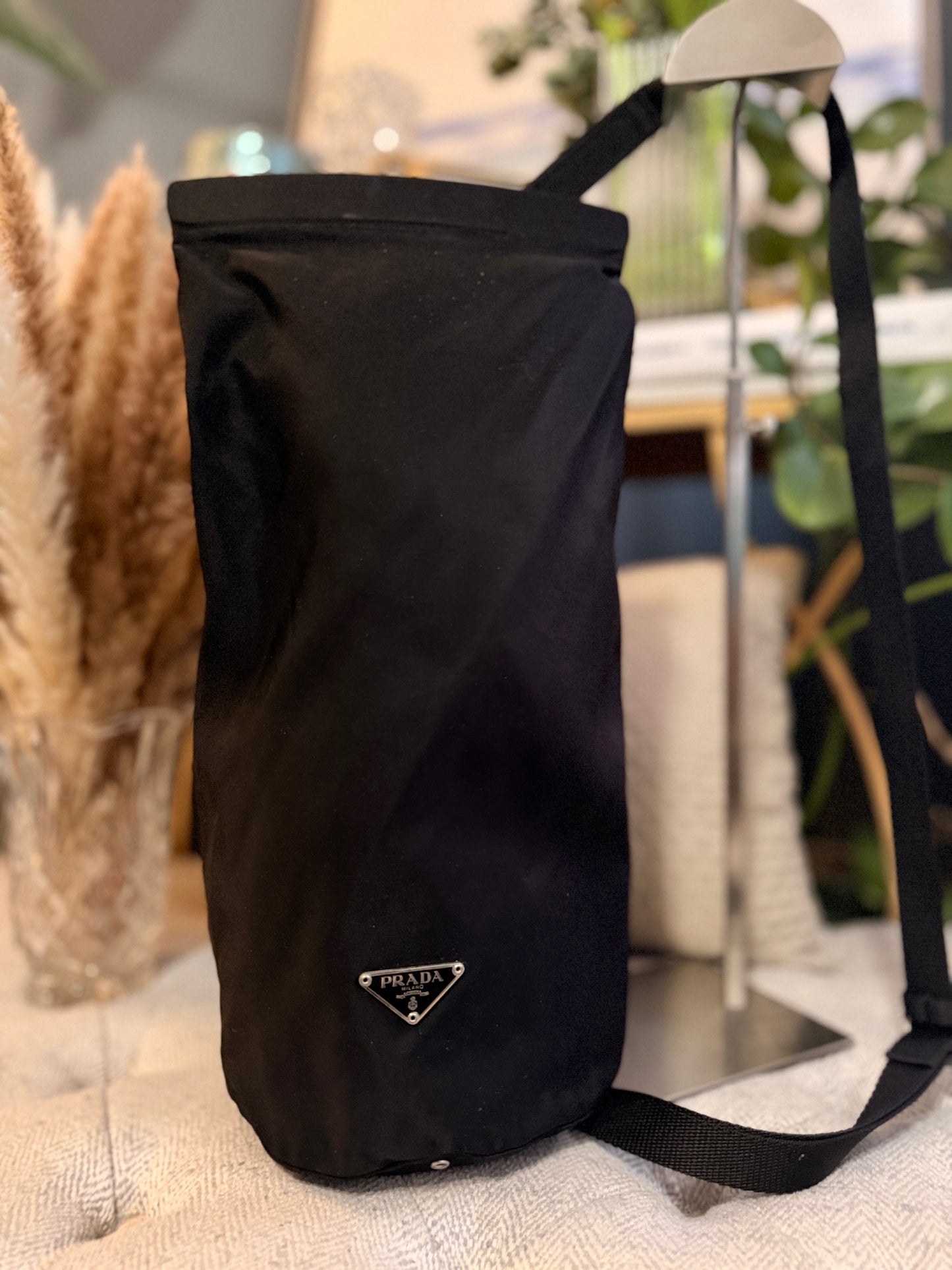 Prada Tessuto Black Nylon Shoulder Bag /Bottle Holder