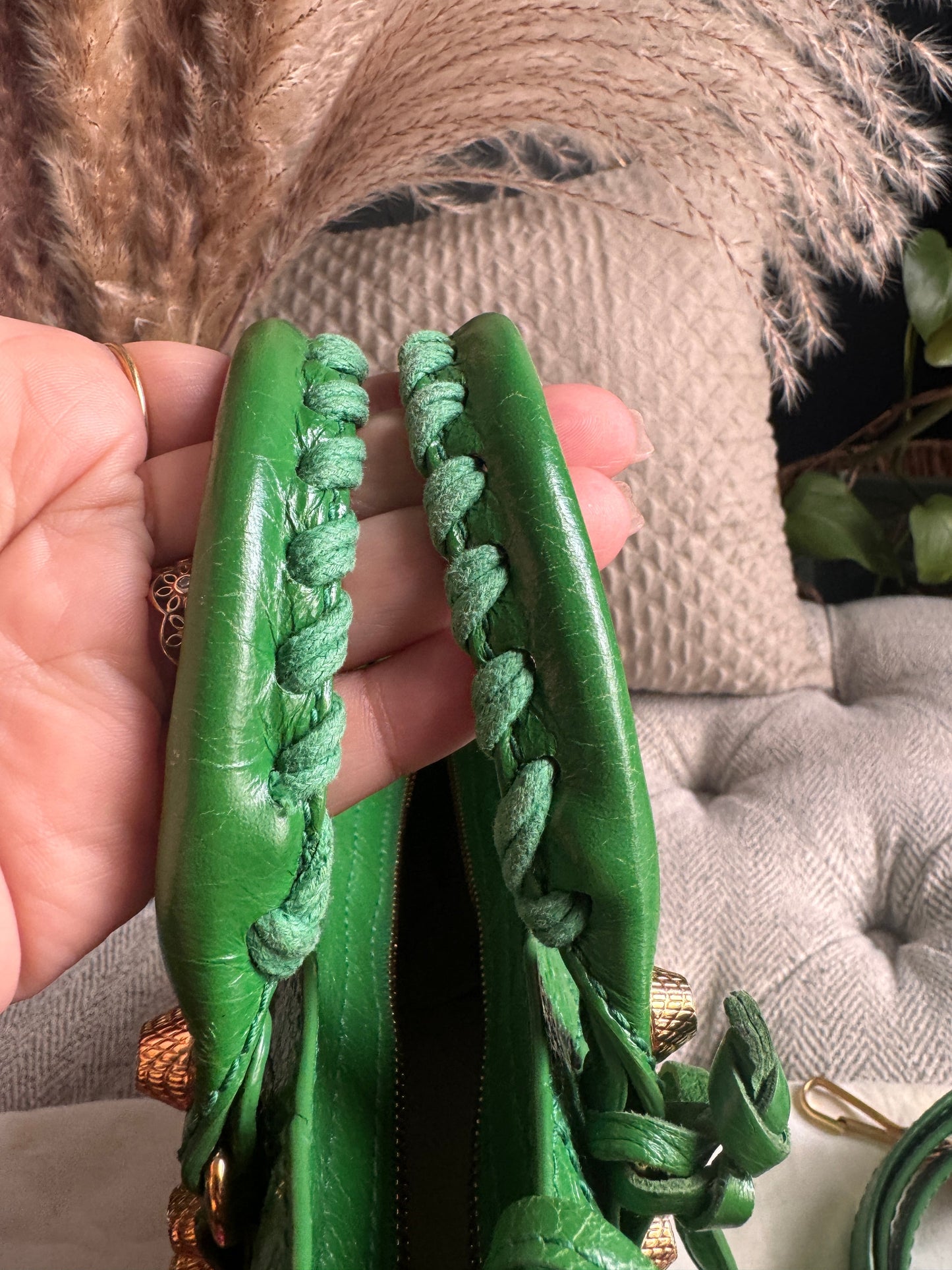 Balenciaga Mini City in Green with Gold Hardware