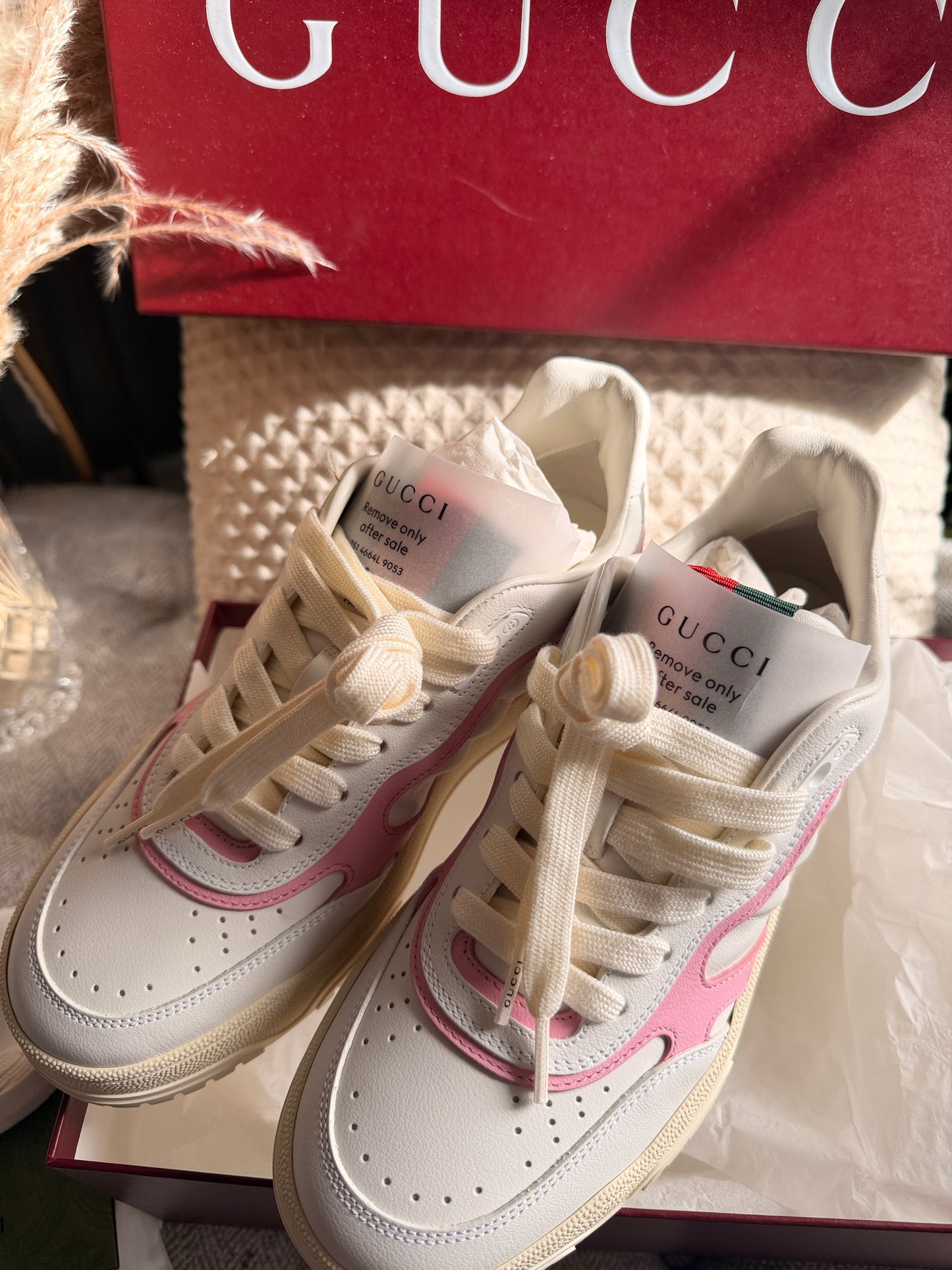 New in Box Gucci Re-Web Sneakers Pink/White | Size 37 | Brand New in Box