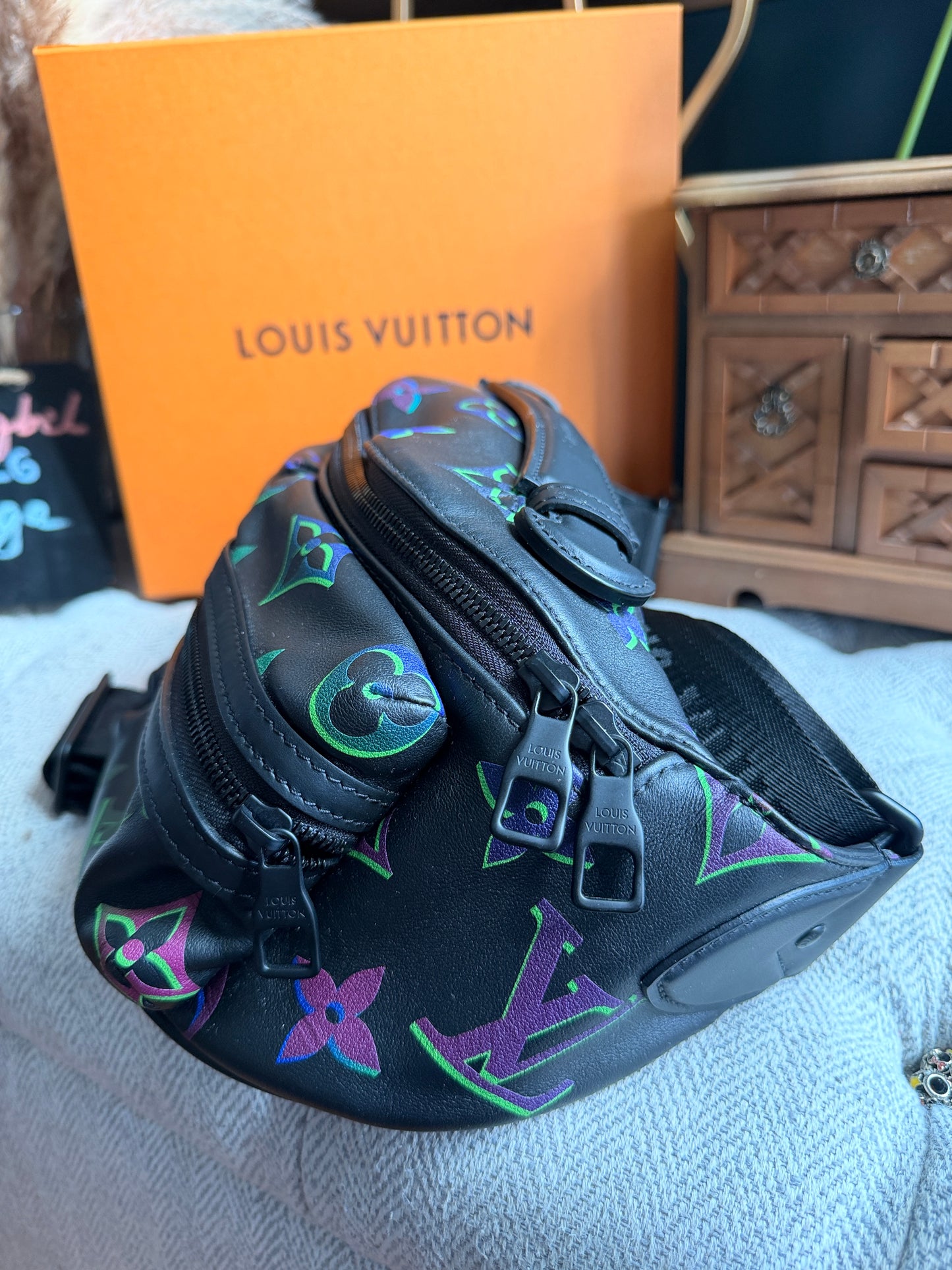 Louis Vuitton Calfskin Monogram Spotlight Comet Bumbag Black Borealis