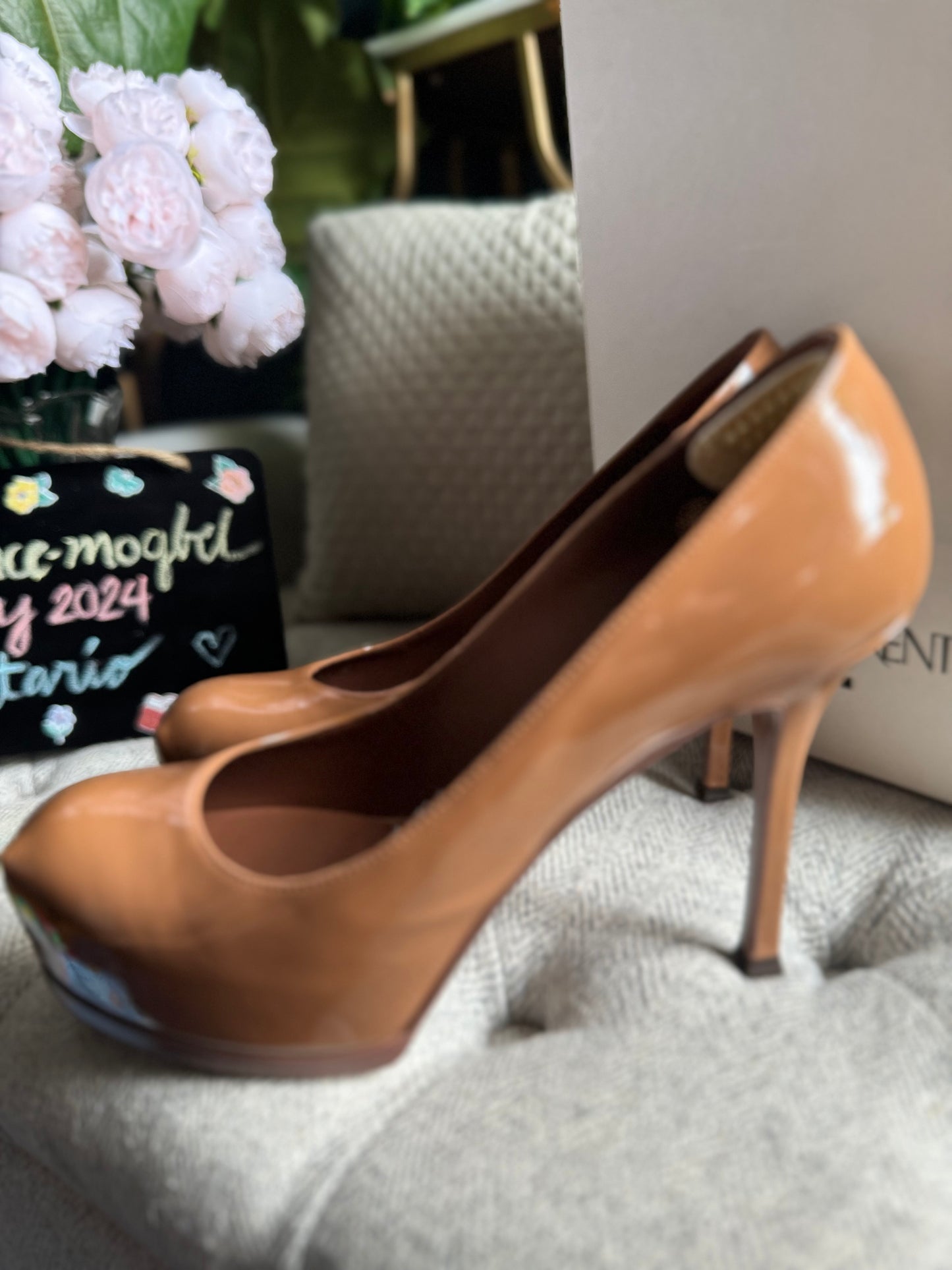 YSL Soft Nude Tribtoo 80 pump Vitello Vernice size 38.5