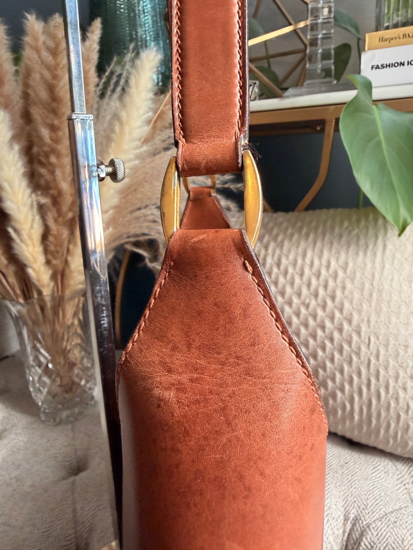 Vintage 70's GUCCI GG Monogram Flip Lock Brown Leather and Suede Hobo