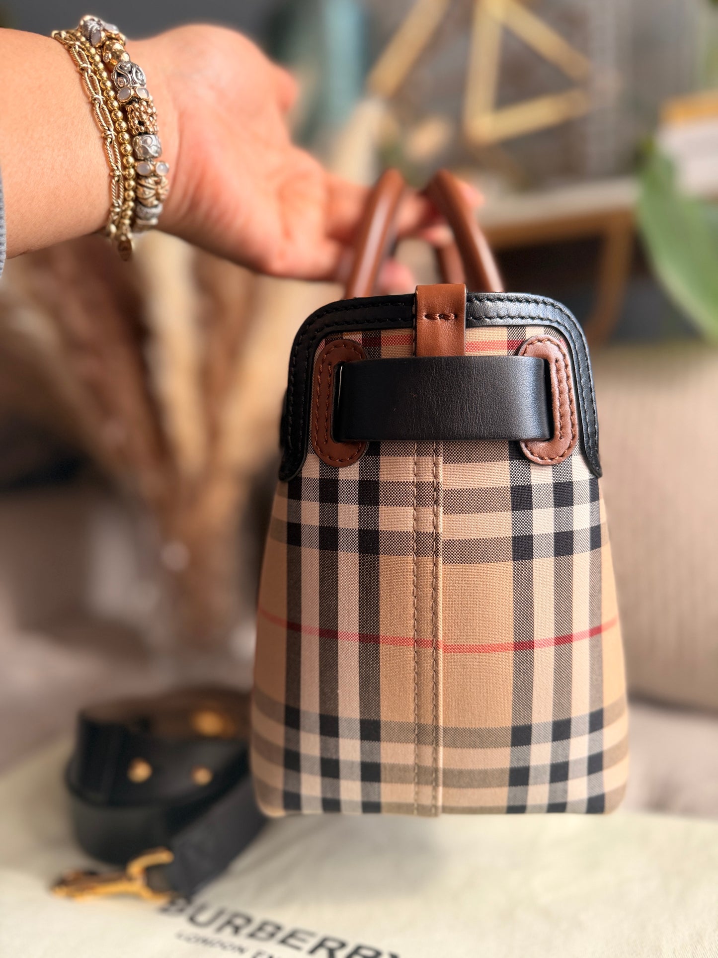 BURBERRY Mini Vintage Check Triple Stud Belt Bag