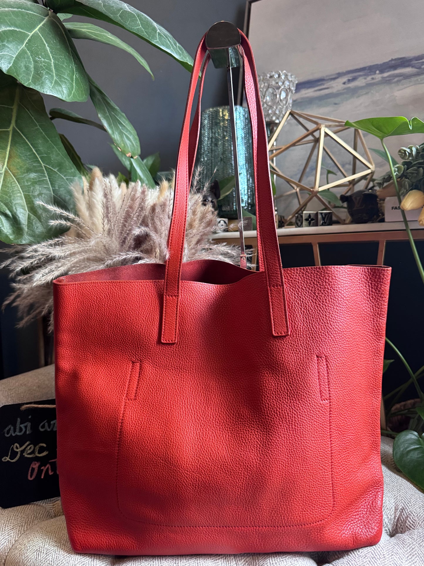 Prada Pebbled Leather Orange Tote