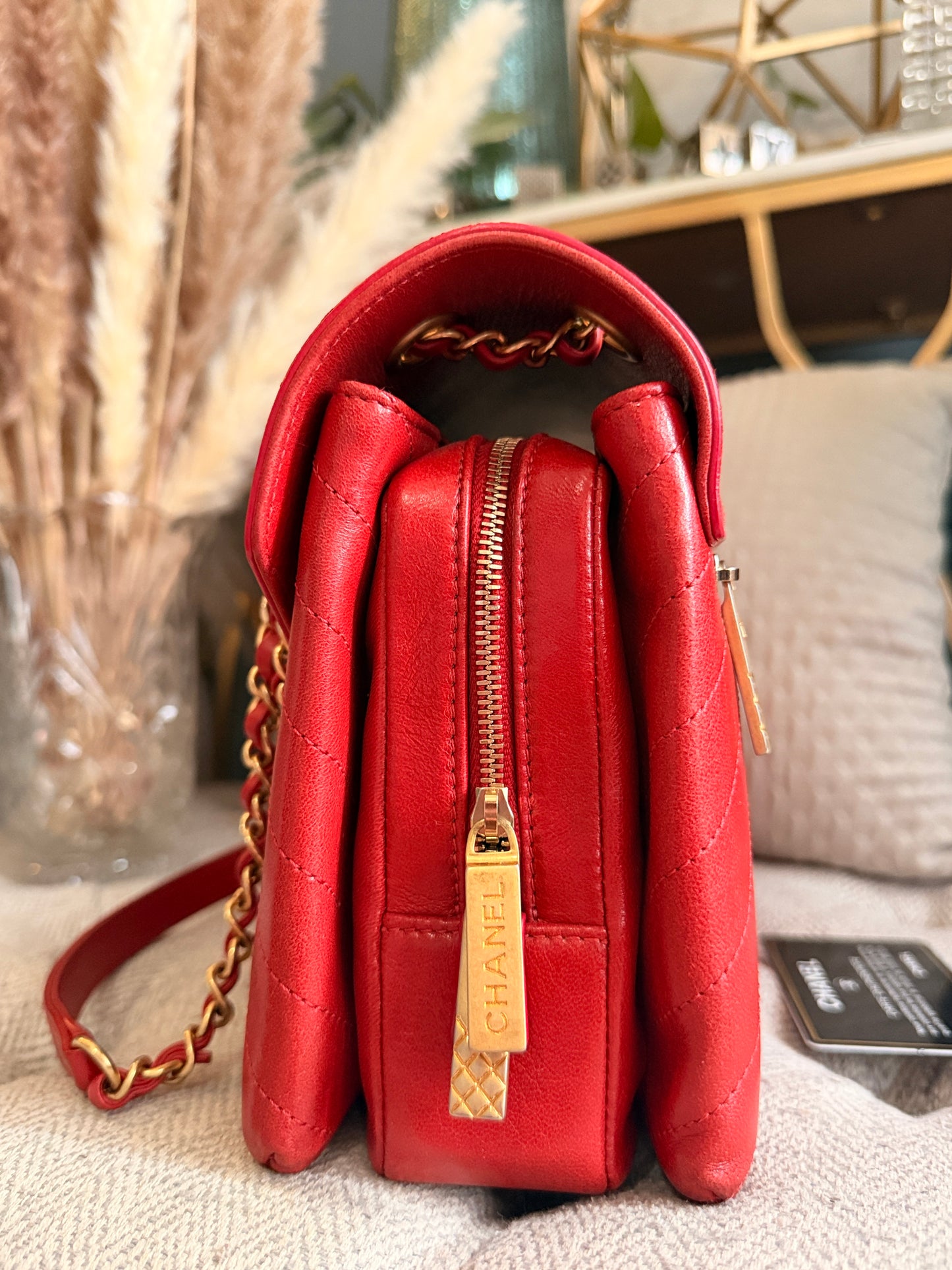CHANEL Lambskin Chevron Stitched Envelope Flap Bag