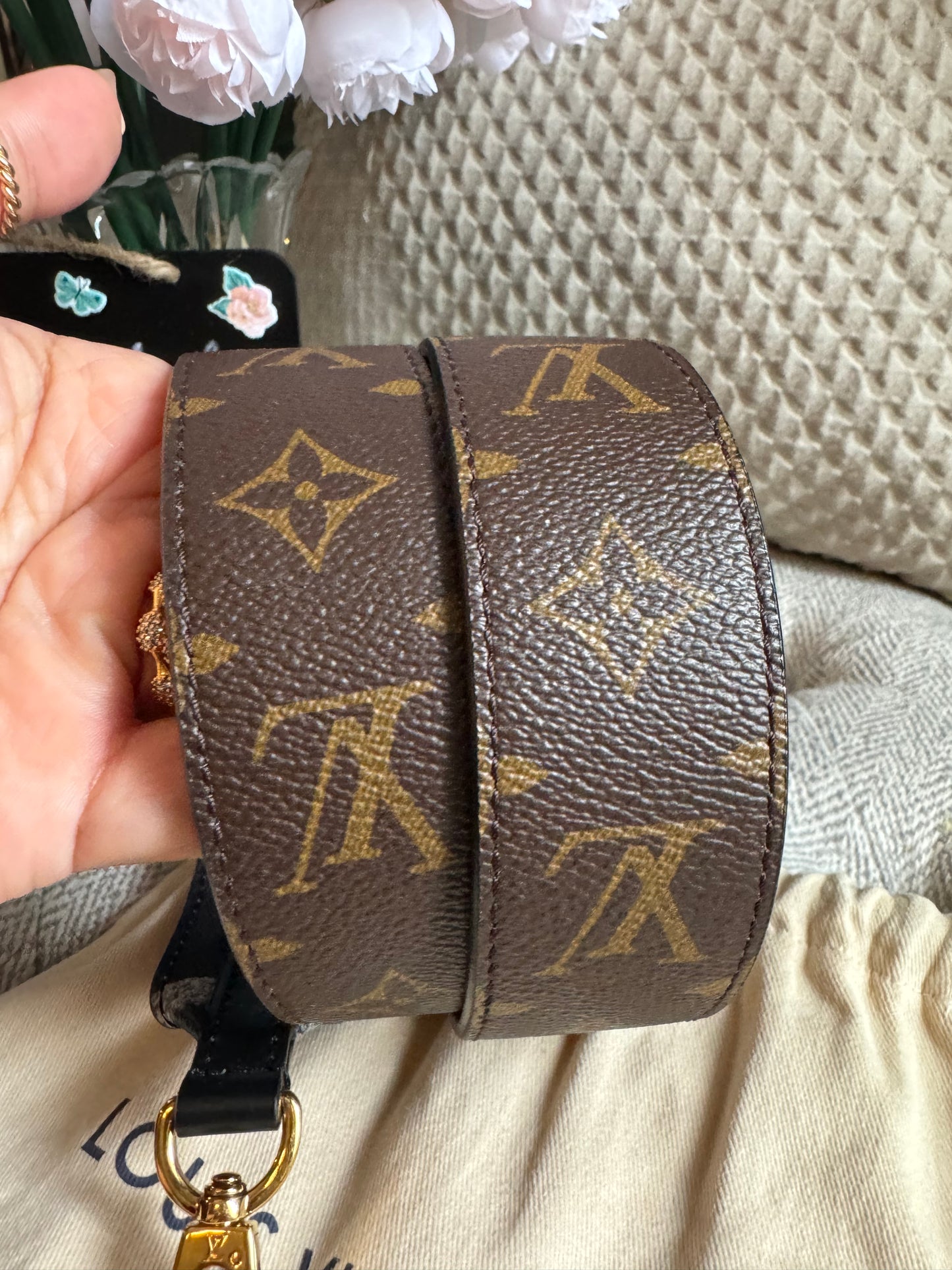 Louis Vuitton Monogram Animal Bandouliere Shoulder Strap Grey