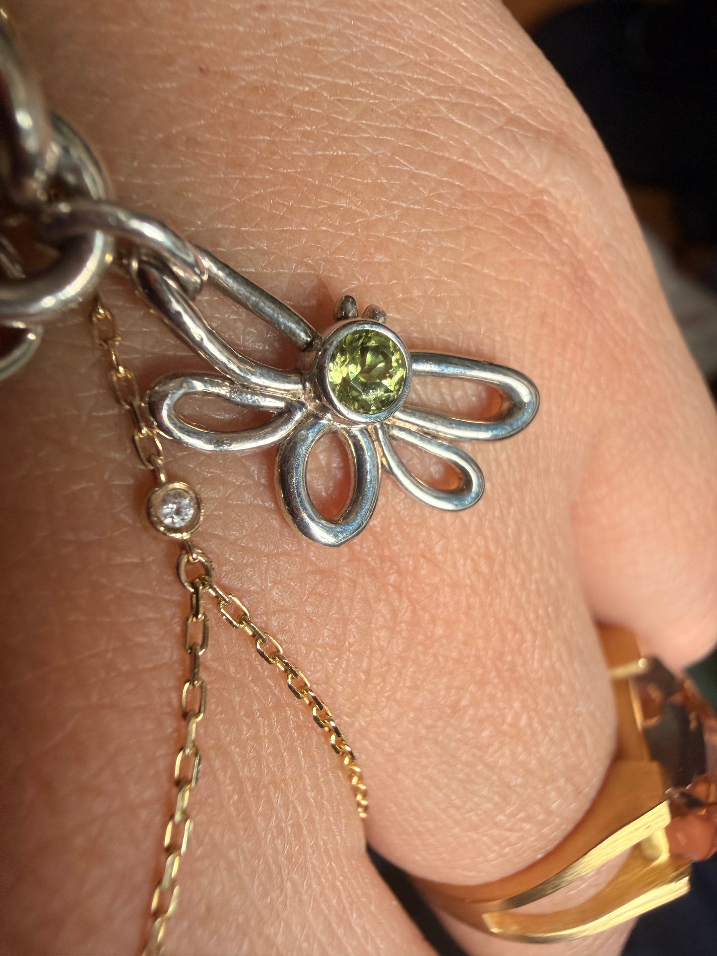 Tiffany & Co RARE Silver 925 Gemstone Nature Flower Moon Butterfly Bracelet