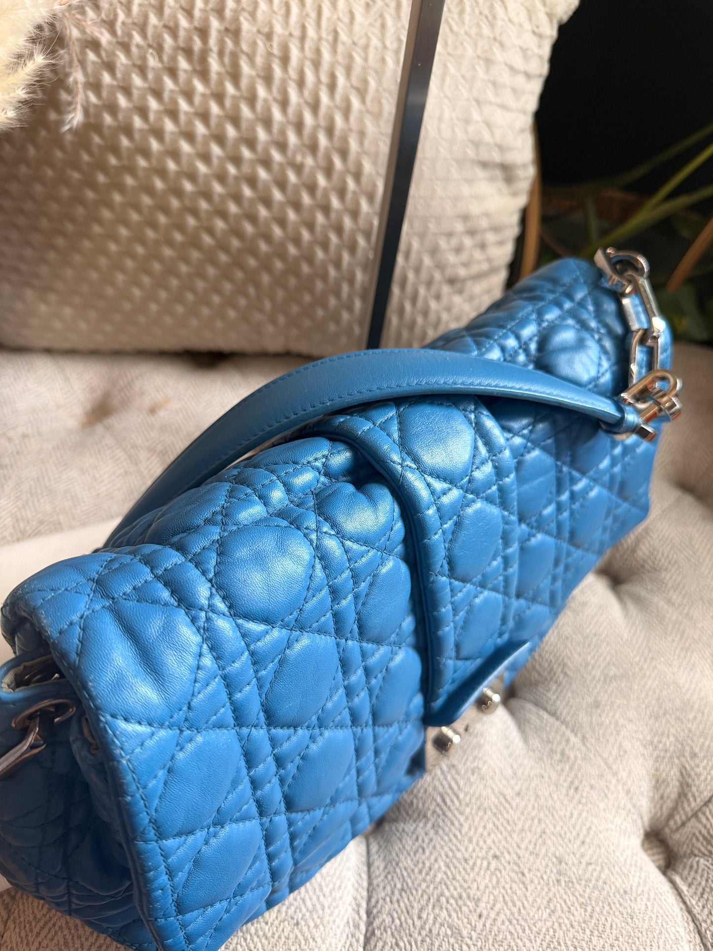 Christian Dior Cannage Quilted Lambskin Leather New Lock Flap Bag