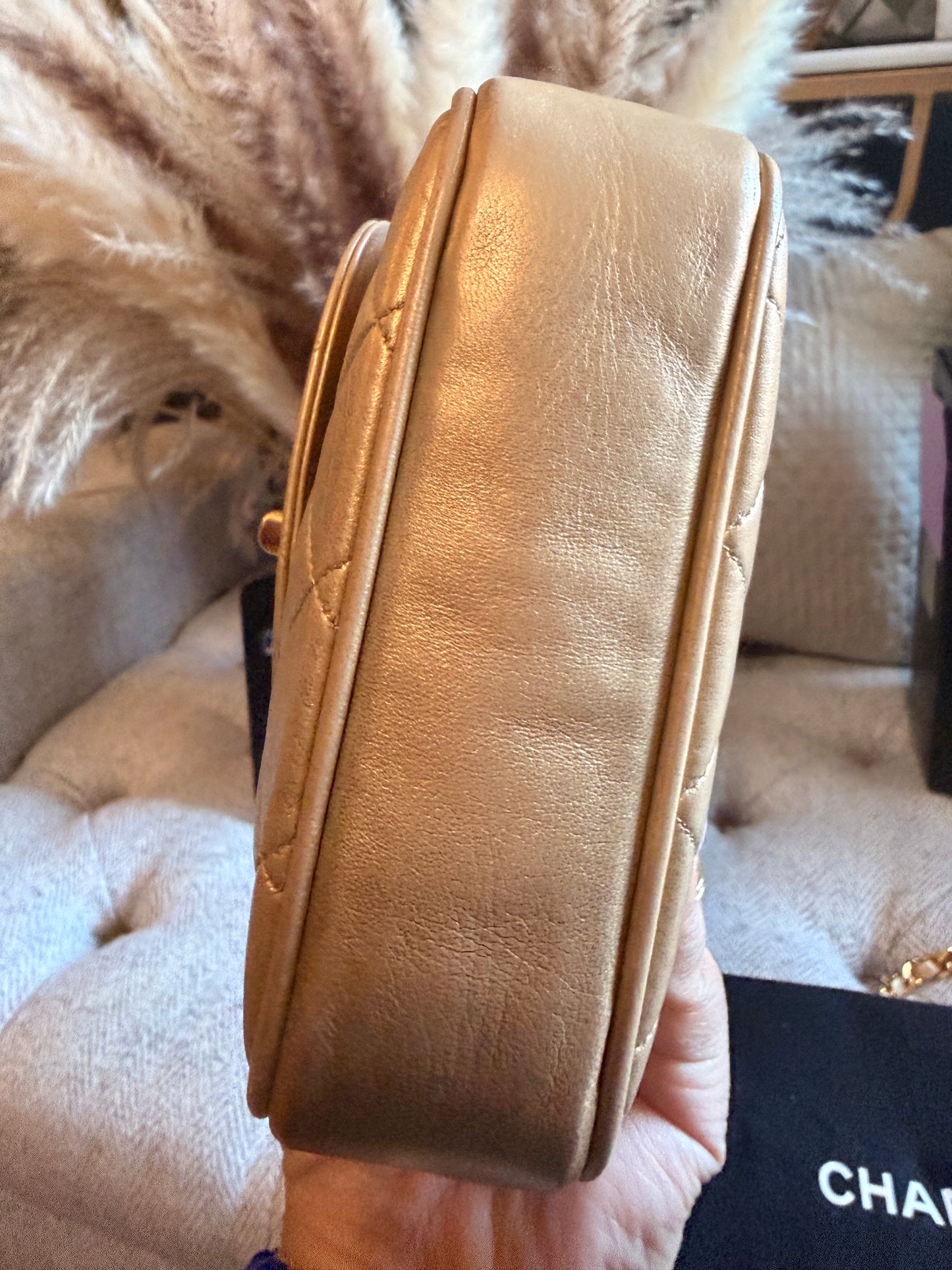Chanel Metallic Lambskin Quilted Mini Flap in Gold