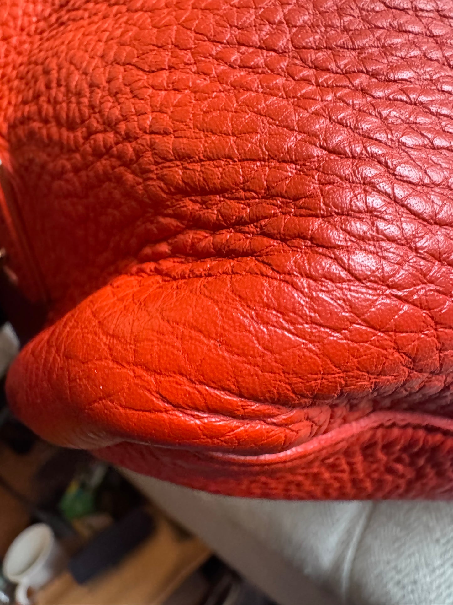 Prada Pebbled Leather Orange Tote