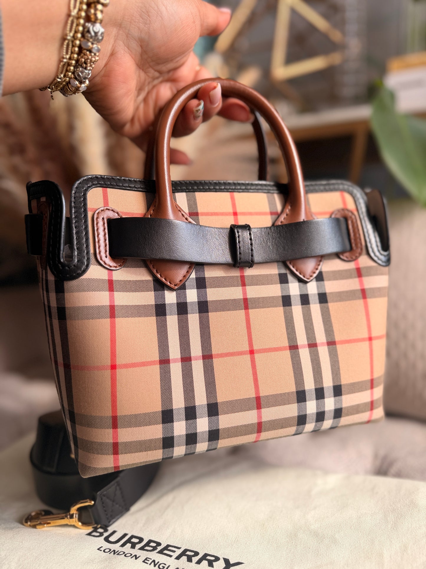BURBERRY Mini Vintage Check Triple Stud Belt Bag