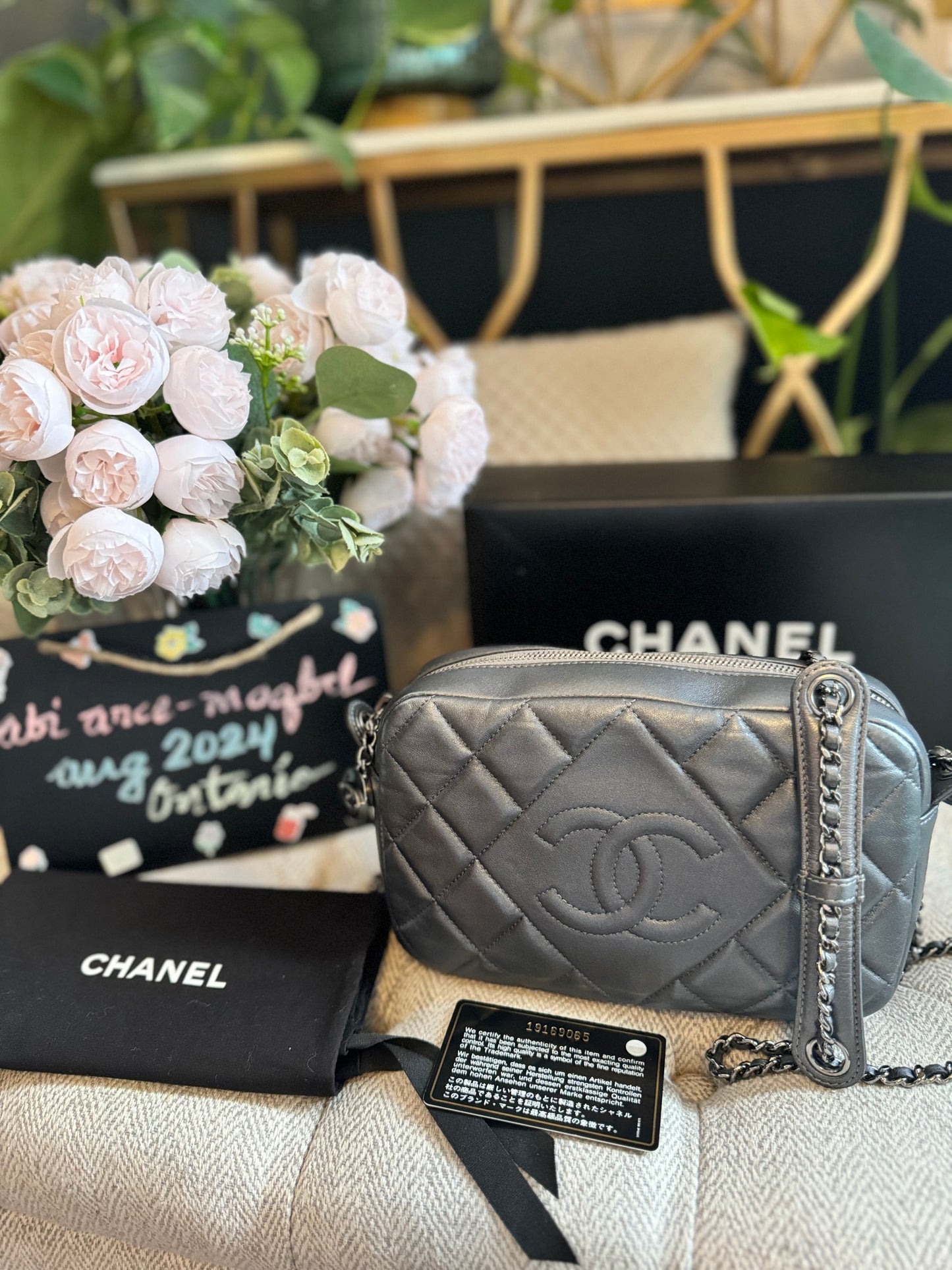 Chanel Diamond Stitch Camera Bag in Dark Silver Grey