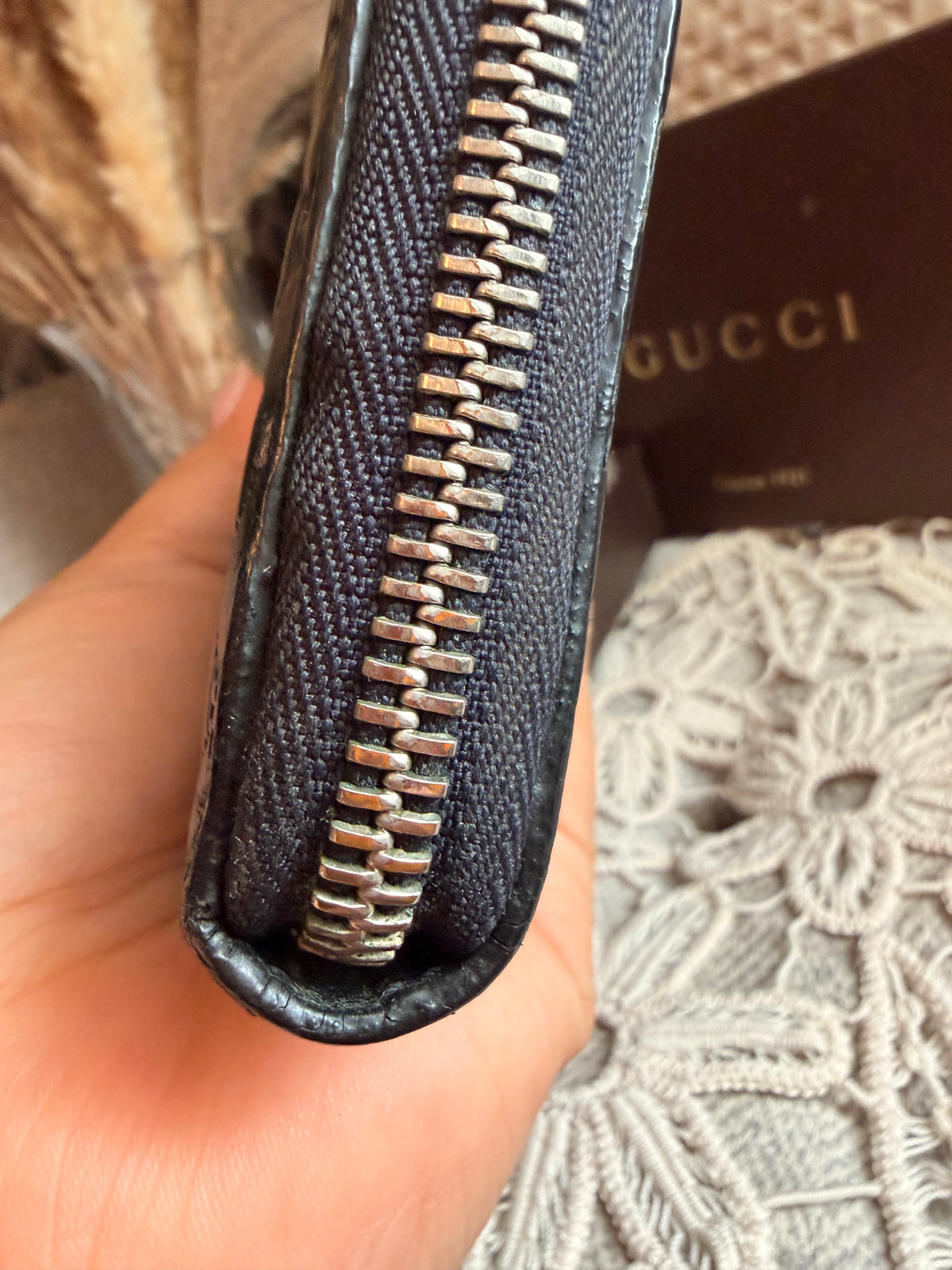 GUCCI
Blue Micro Guccissima Leather Long Zippy Organizer Wallet
